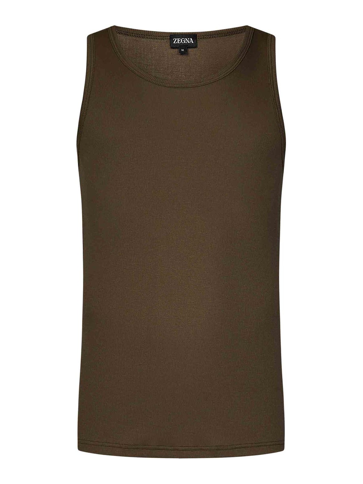 Shop Zegna Mud-colored Ribbed Cotton And Modal Tank Top In Brown