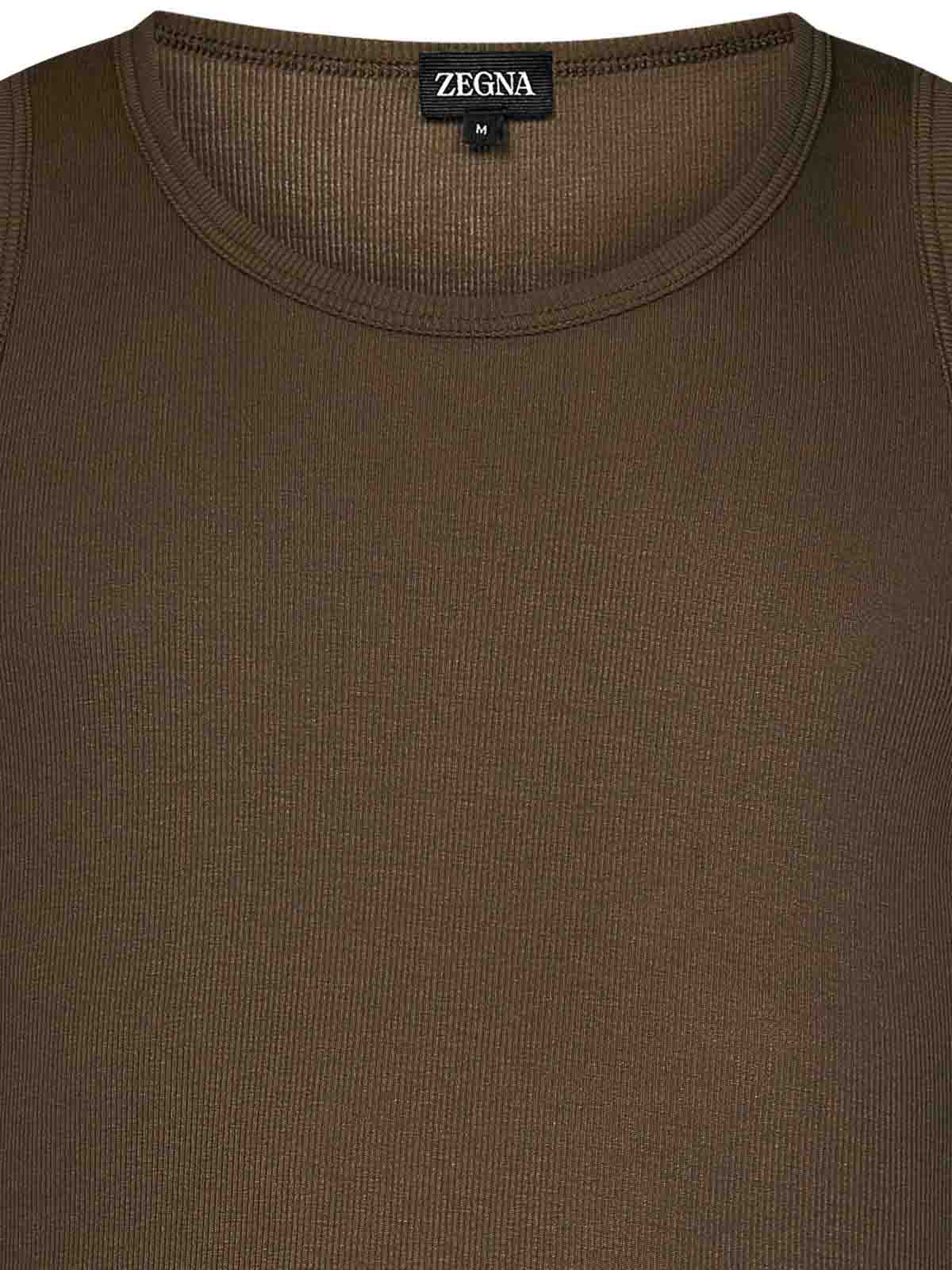 Shop Zegna Mud-colored Ribbed Cotton And Modal Tank Top In Brown