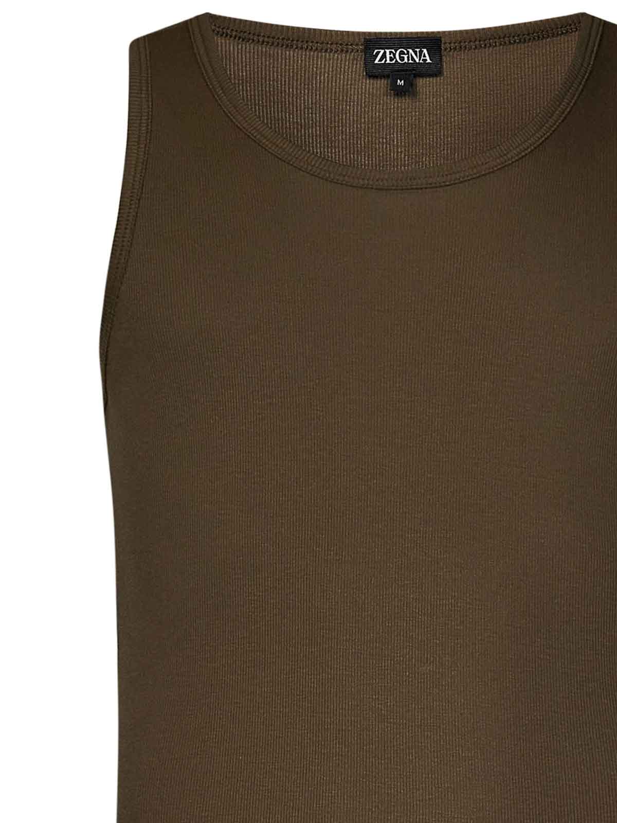 Shop Zegna Mud-colored Ribbed Cotton And Modal Tank Top In Brown