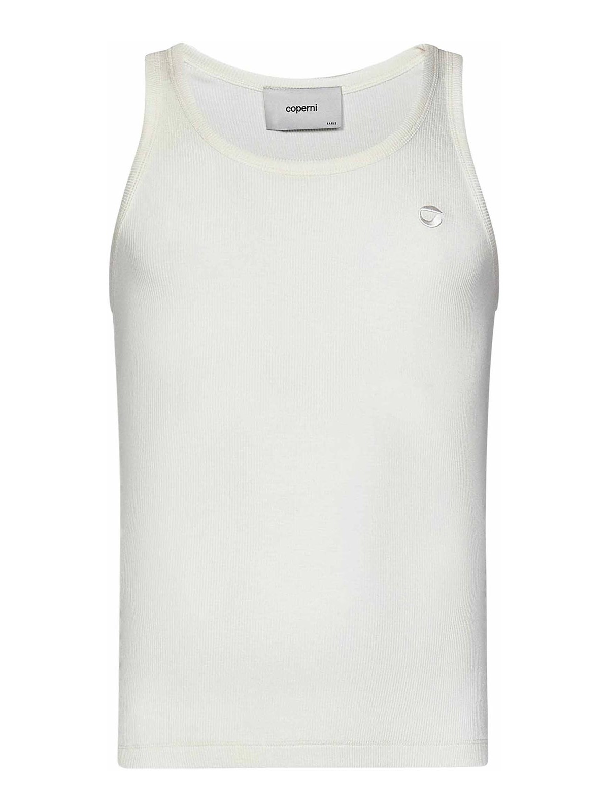 Shop Coperni White Ribbed Stretch Viscose Tank Top