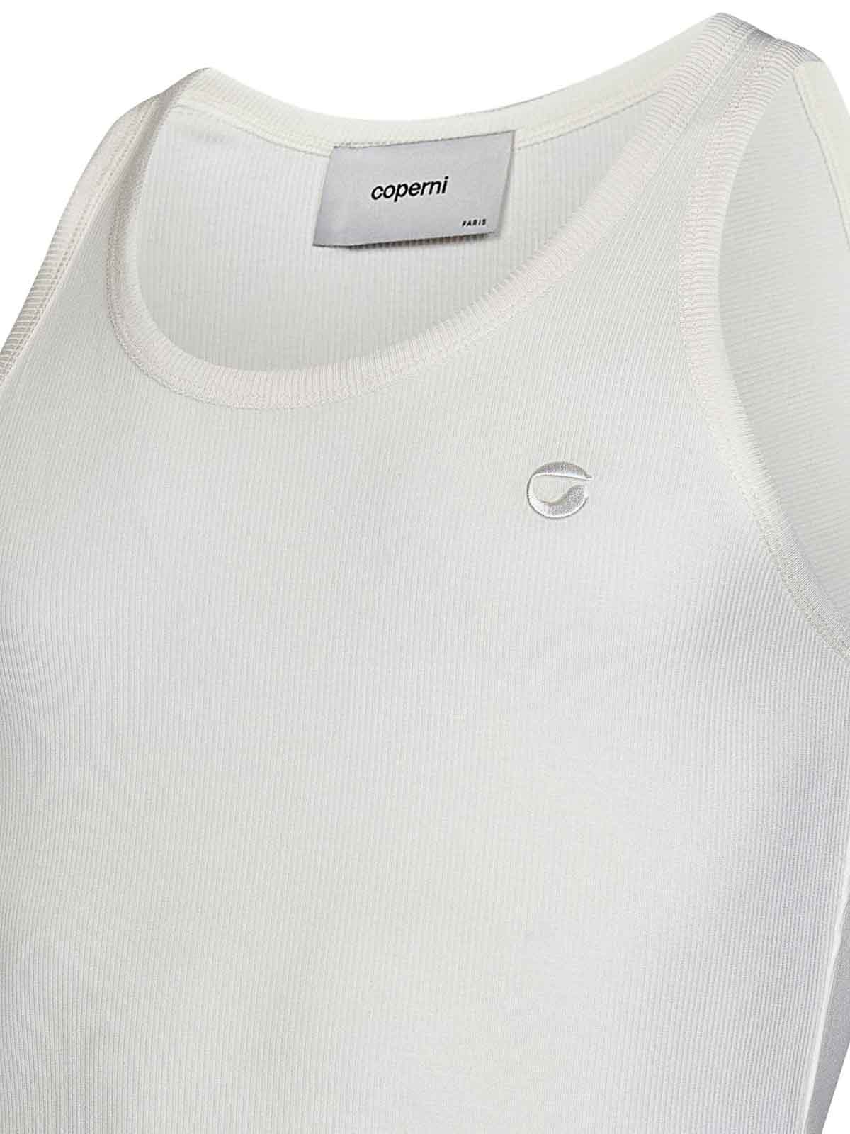 Shop Coperni White Ribbed Stretch Viscose Tank Top