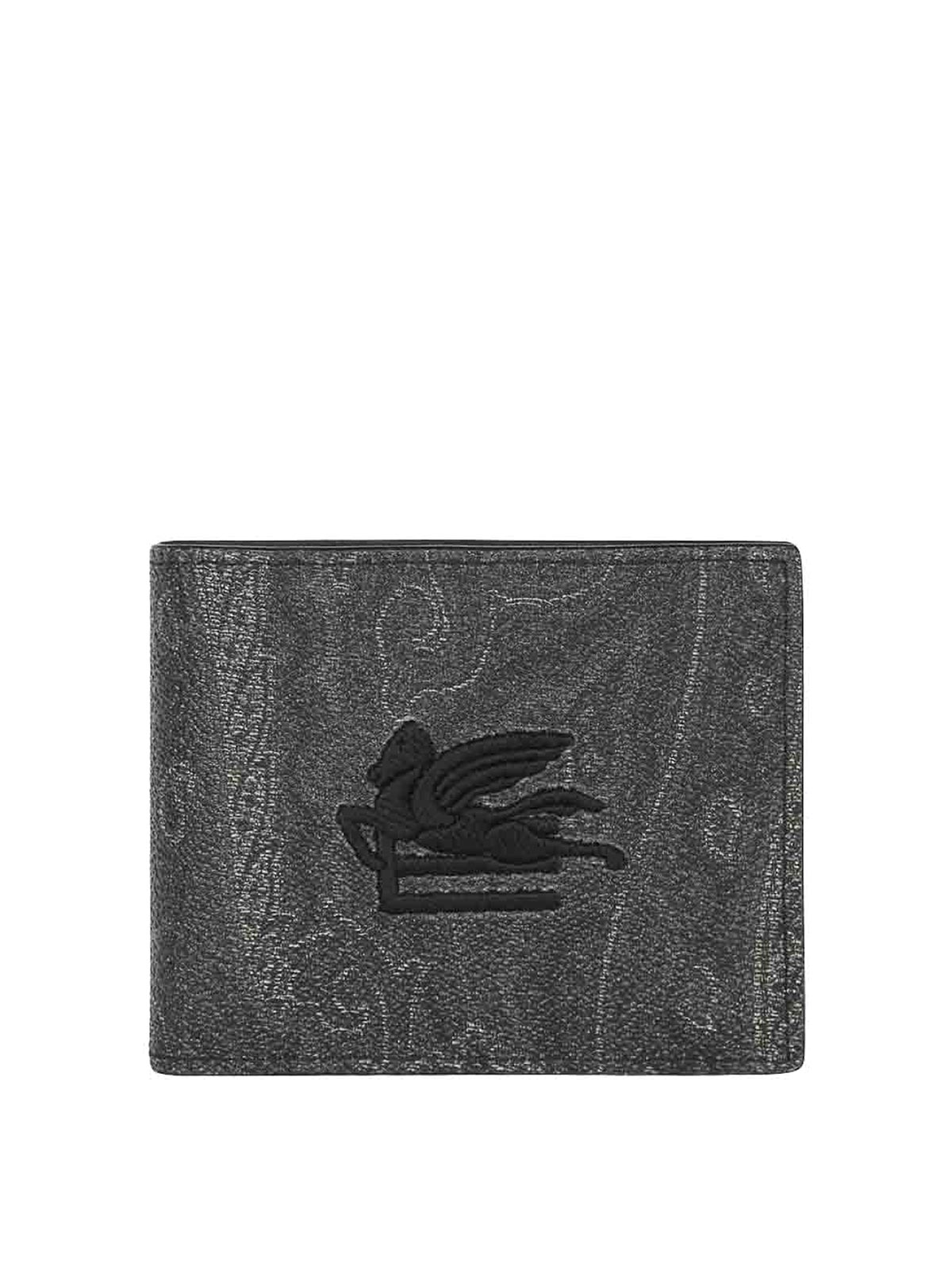 Shop Etro Paisley Small Wallet In Black