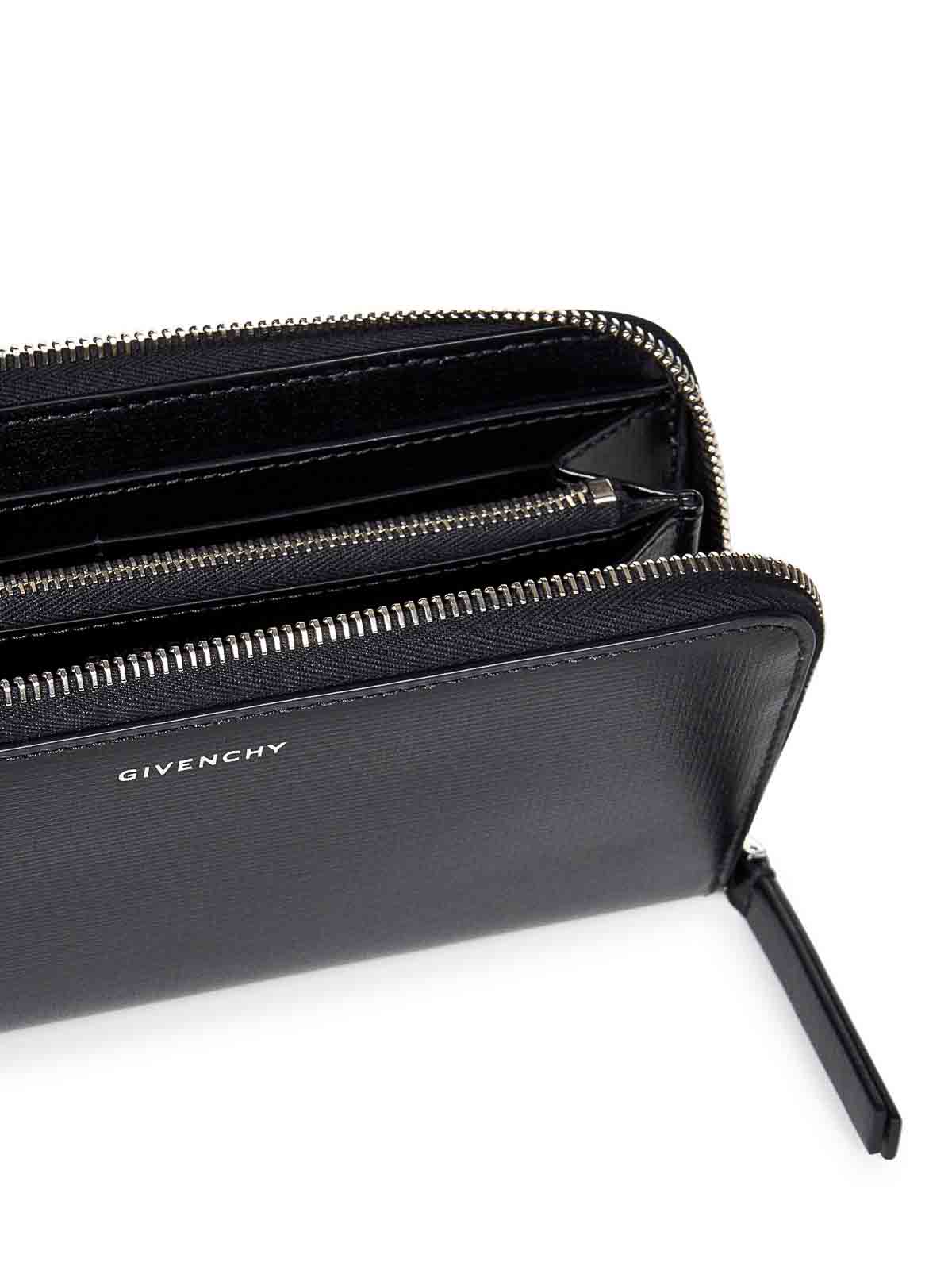 Shop Givenchy Black Calfskin Zip Around Wallet