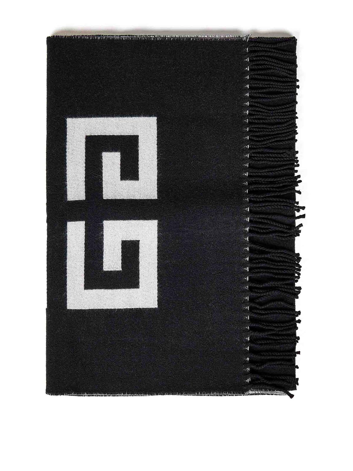 Shop Givenchy Two-tone Black And White Virgin Wool 4g Scarf