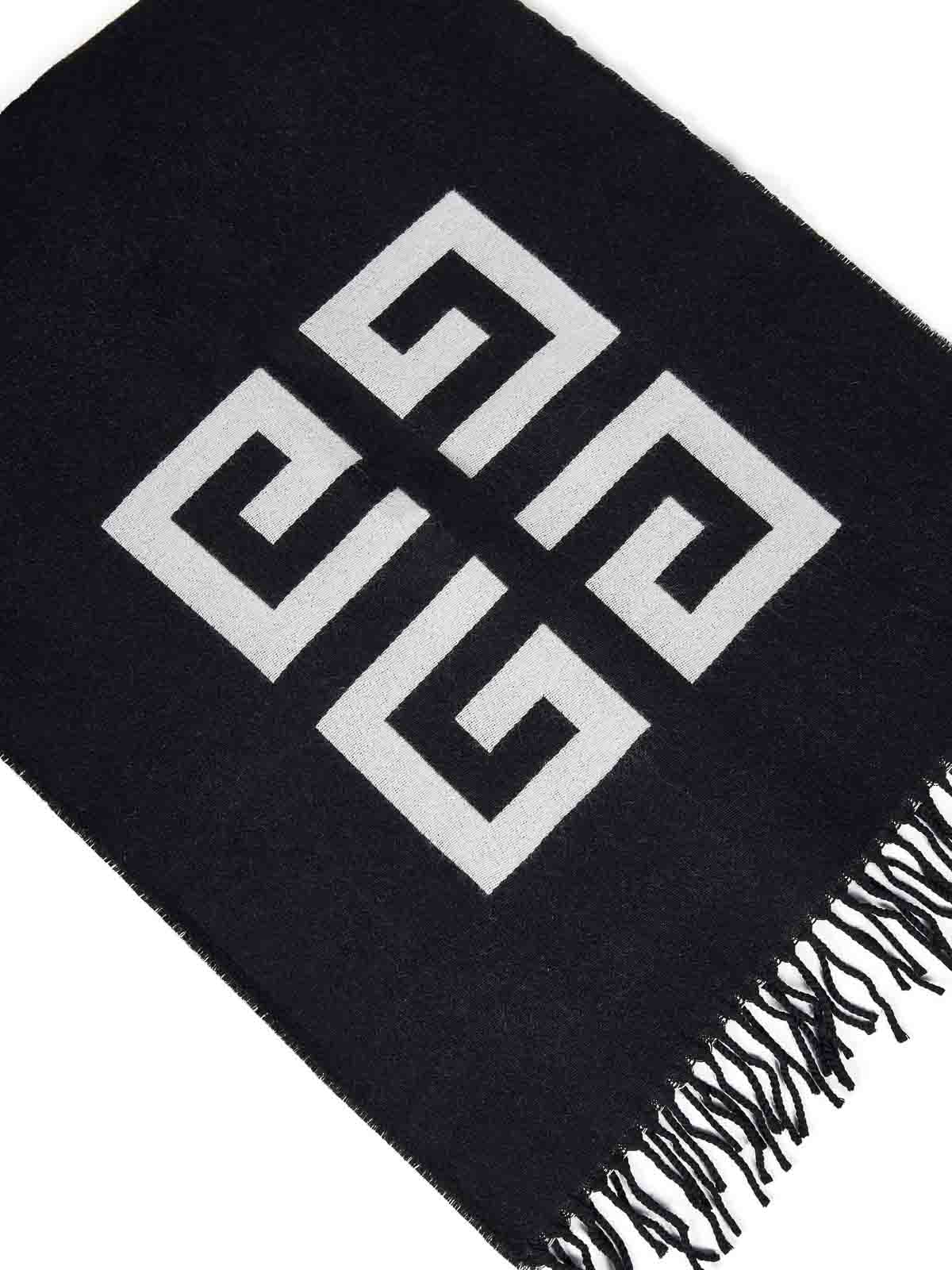 Shop Givenchy Two-tone Black And White Virgin Wool 4g Scarf