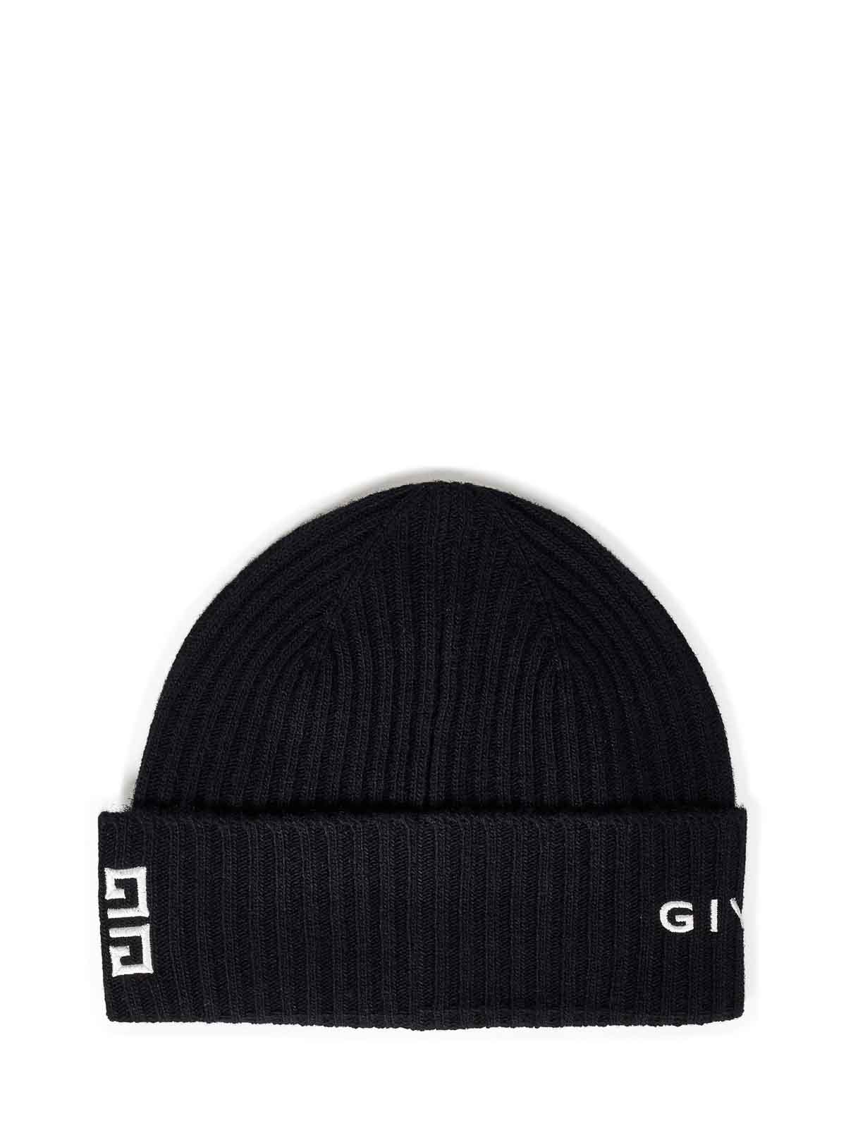 Shop Givenchy Black Ribbed Wool And Cashmere Hat