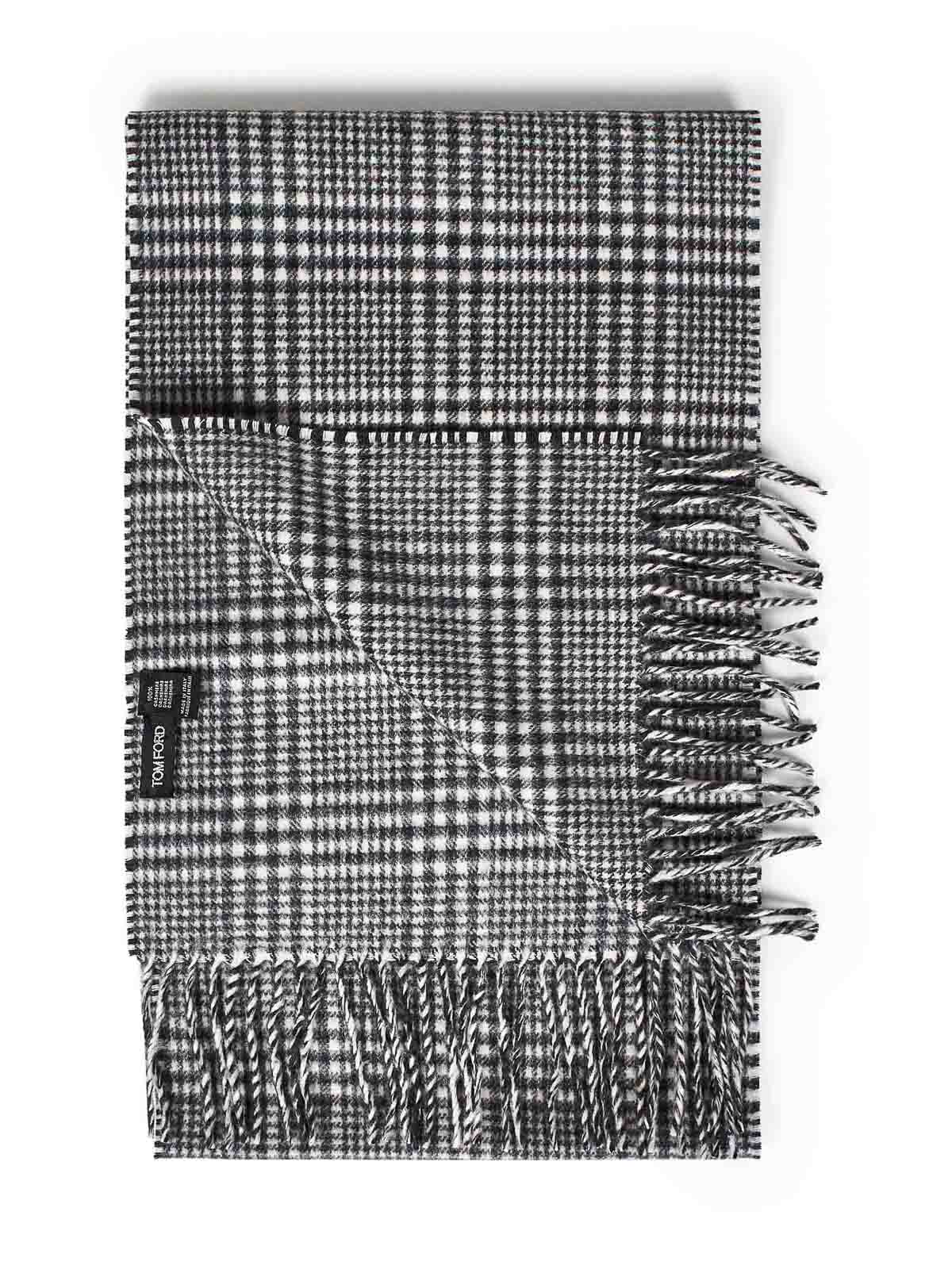 Shop Tom Ford Logo Scarf In Grey