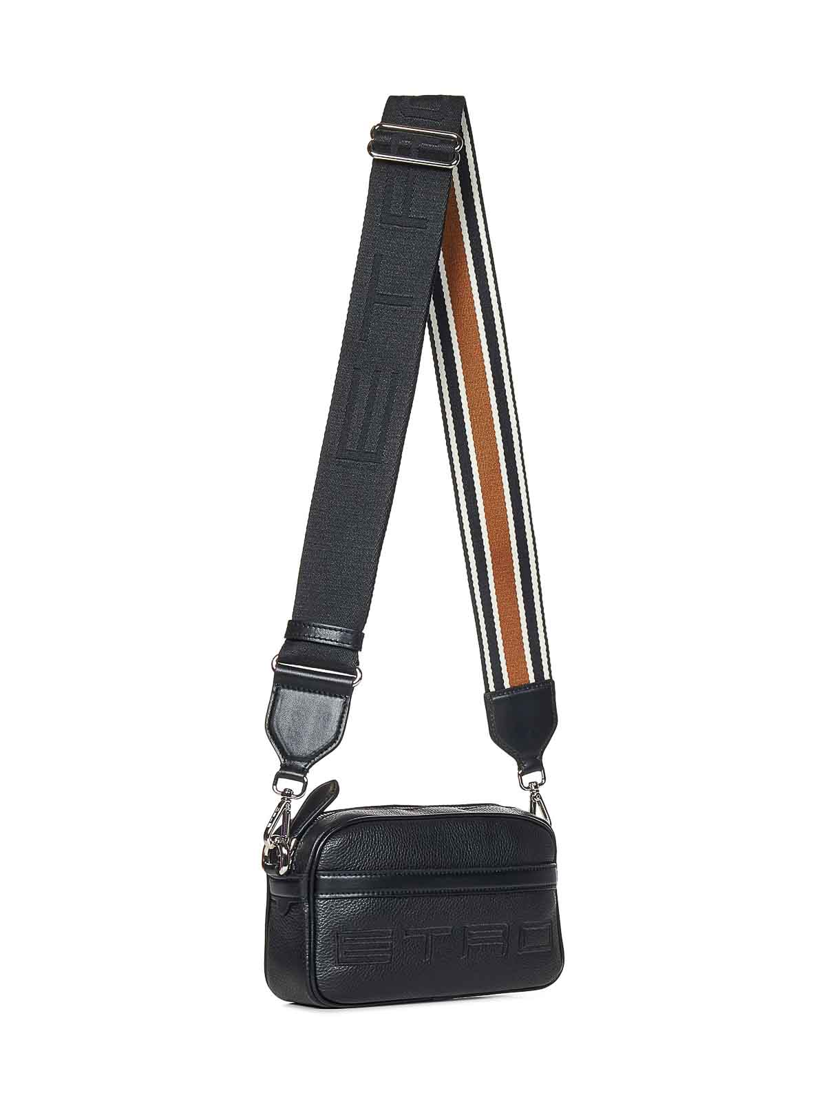 Shop Etro Black Leather Shoulder Bag