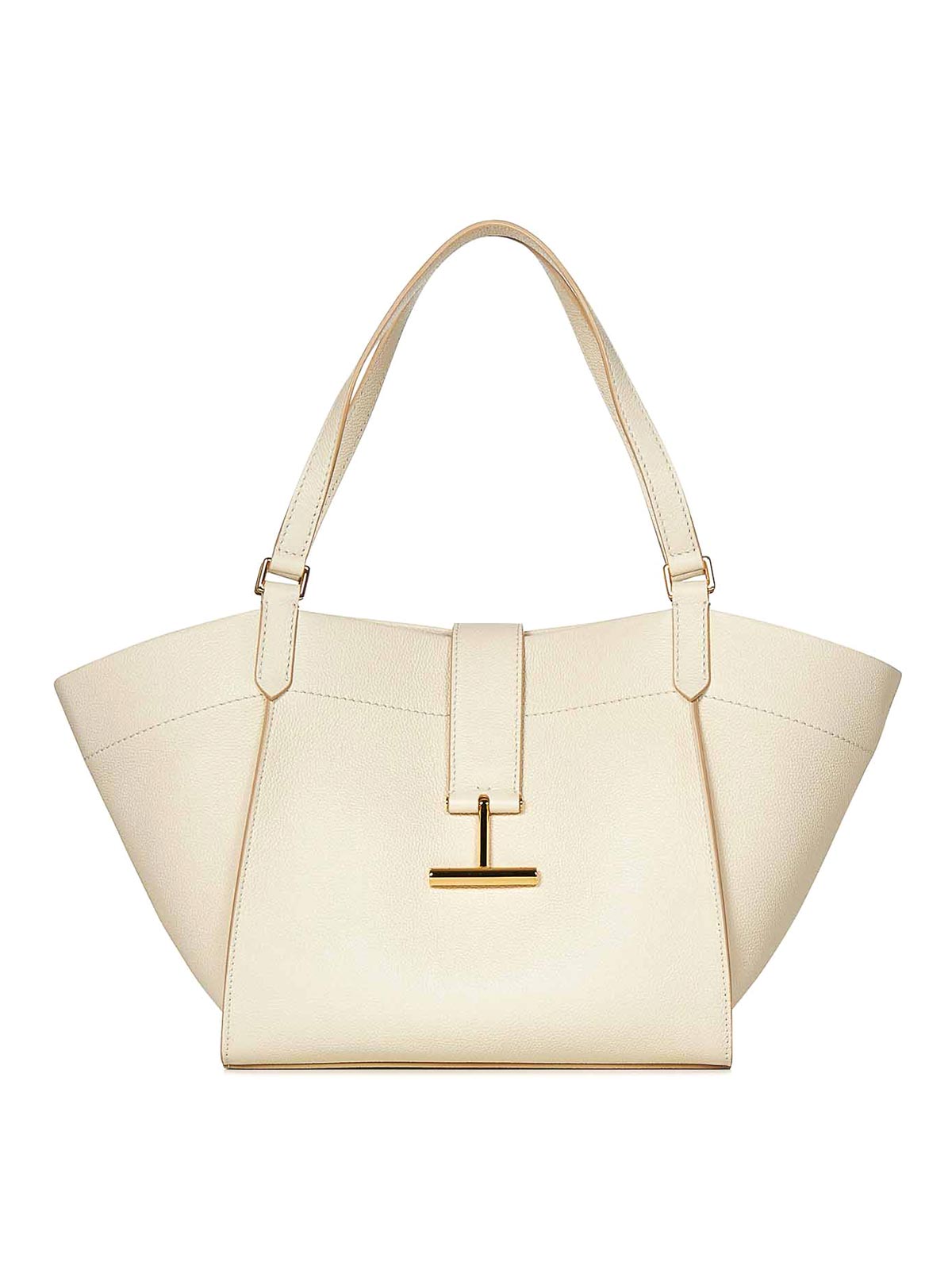 Shop Tom Ford Leather Tara Tote In Beige