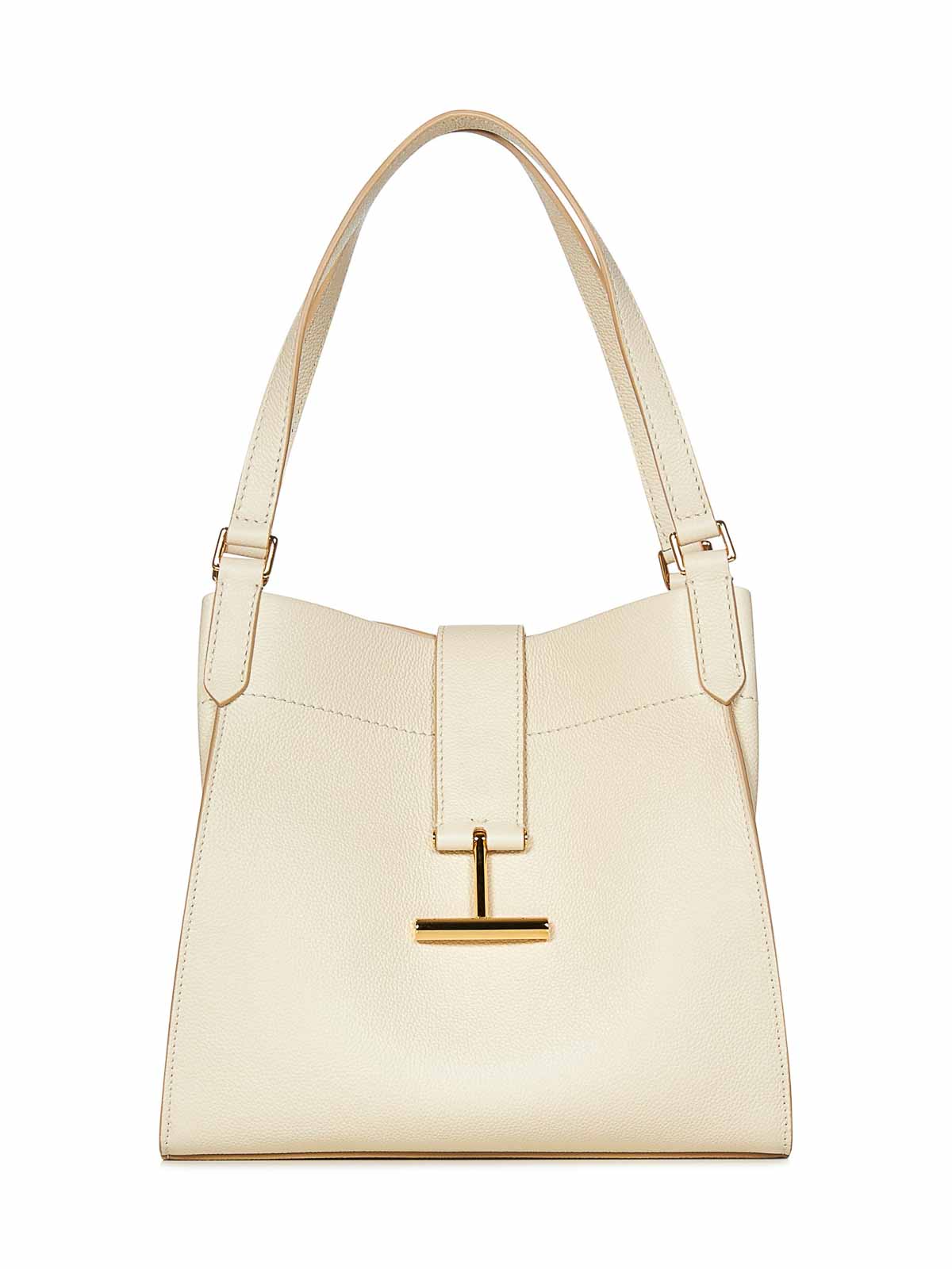 Shop Tom Ford Leather Tara Tote In Beige