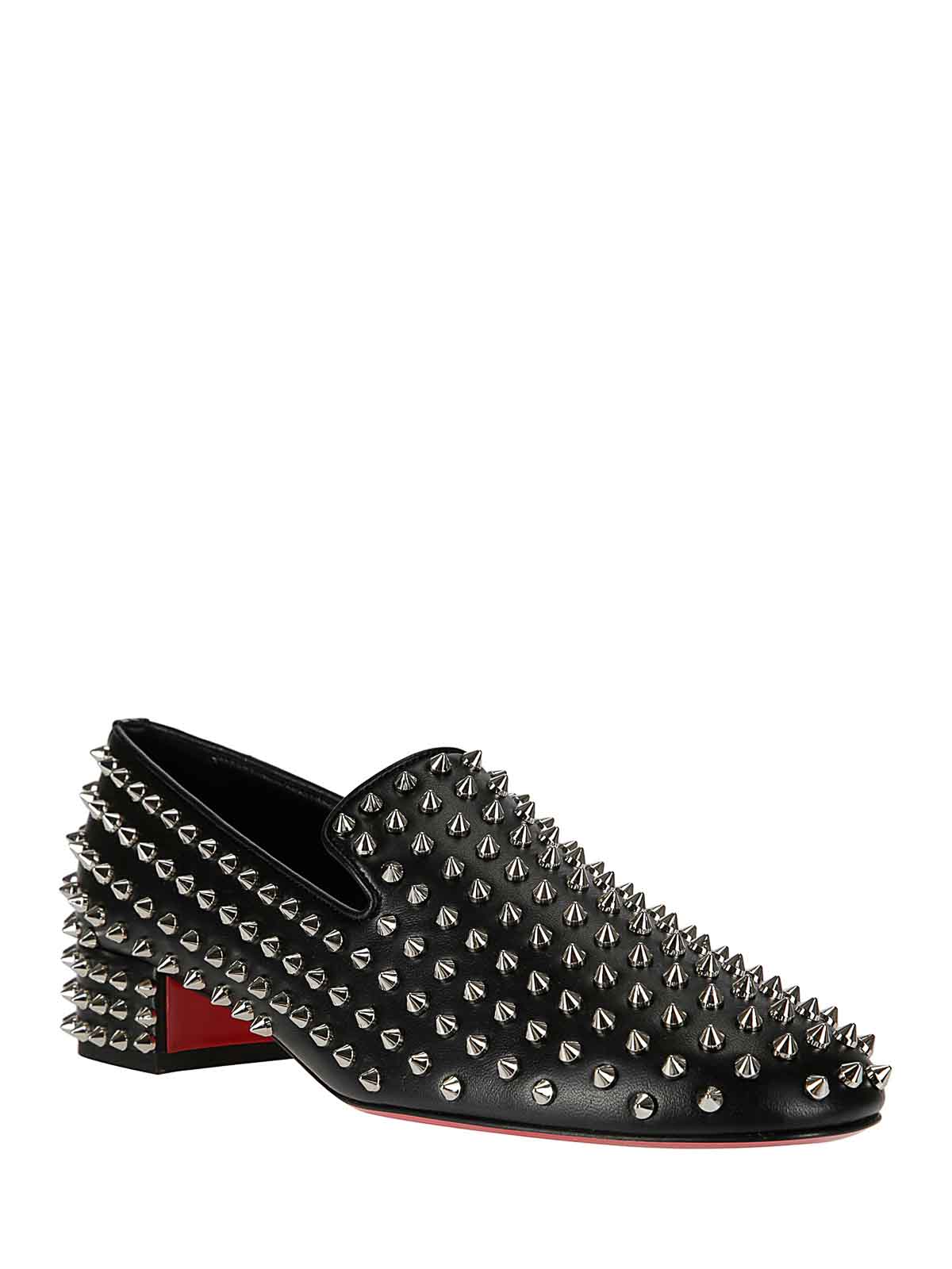 Shop Christian Louboutin Spikeasy Flat In Black