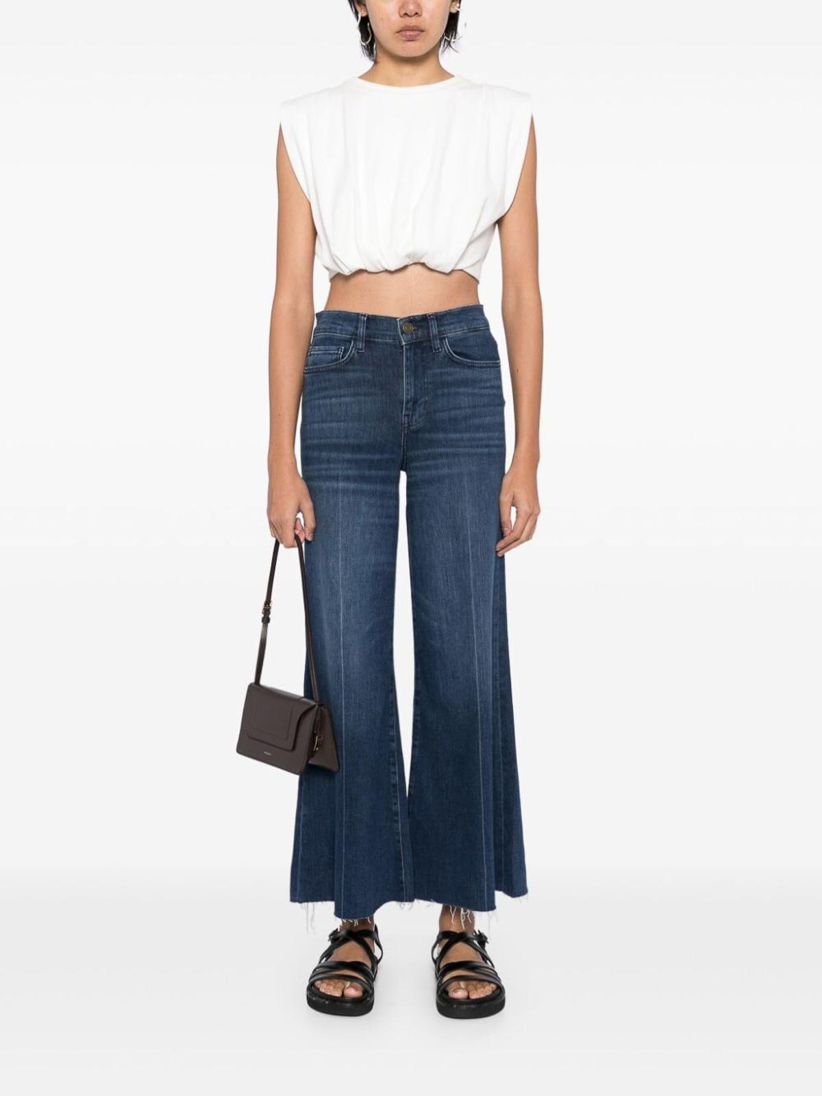 Shop Frame Le Palazzo Crop In Blue