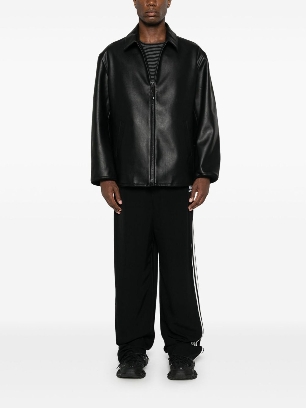 Shop Y-3 Pleather Jkt In Black