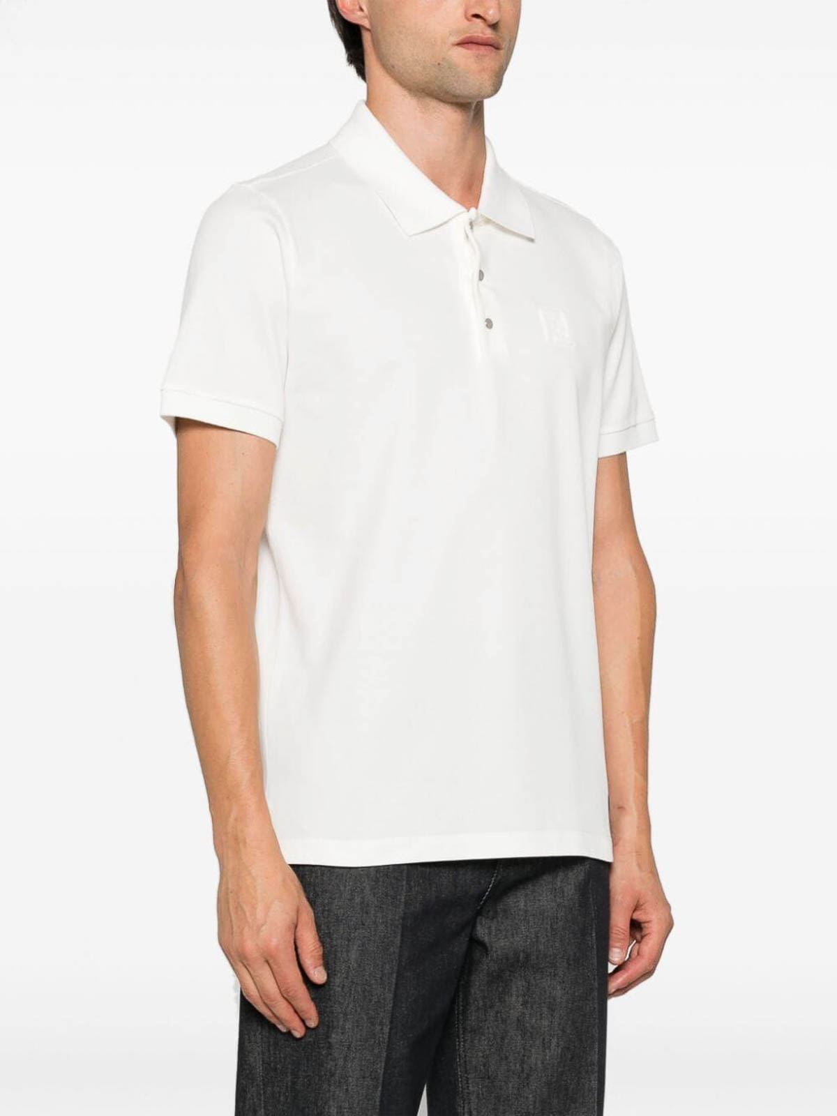 Shop Fendi Polo Ff Embossed Piquet In White