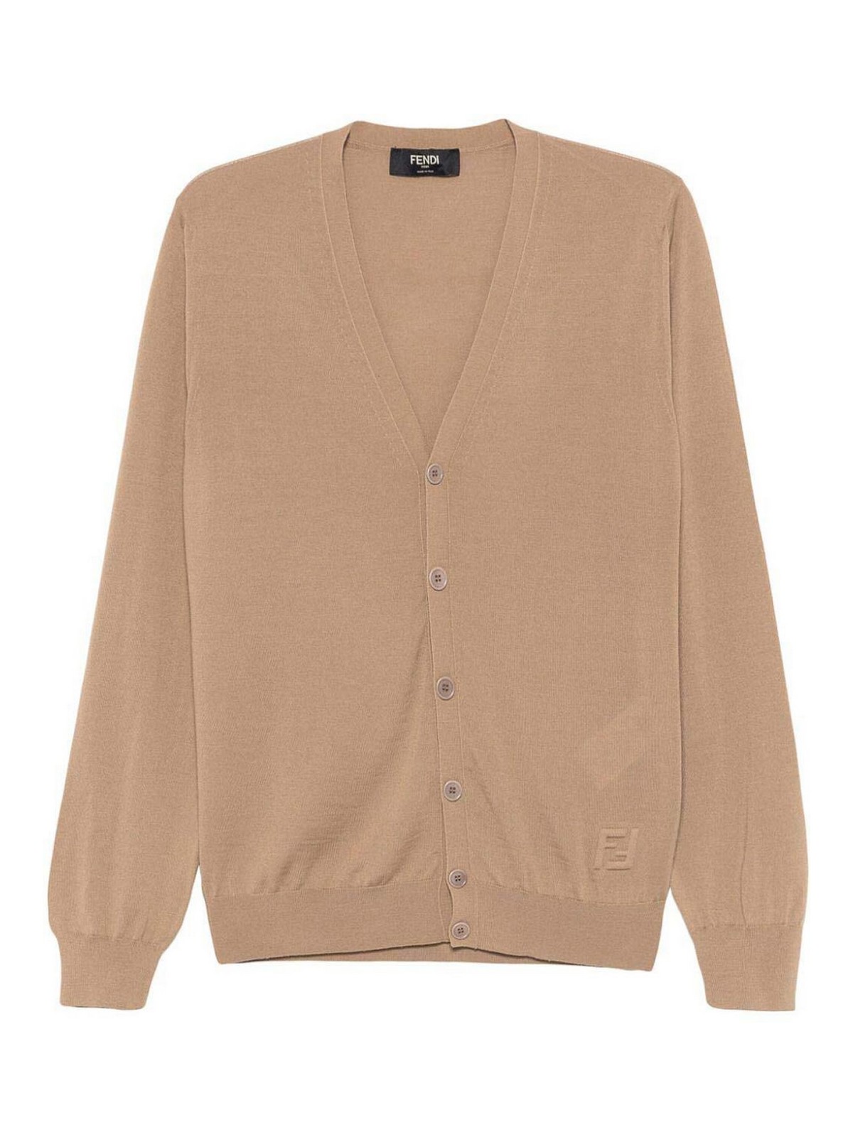 Shop Fendi Cardigan Light Wool In Light Brown