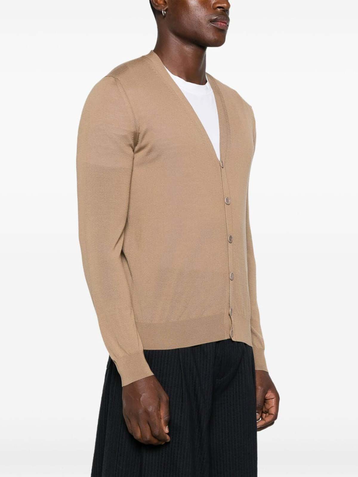 Shop Fendi Cardigan Light Wool In Light Brown