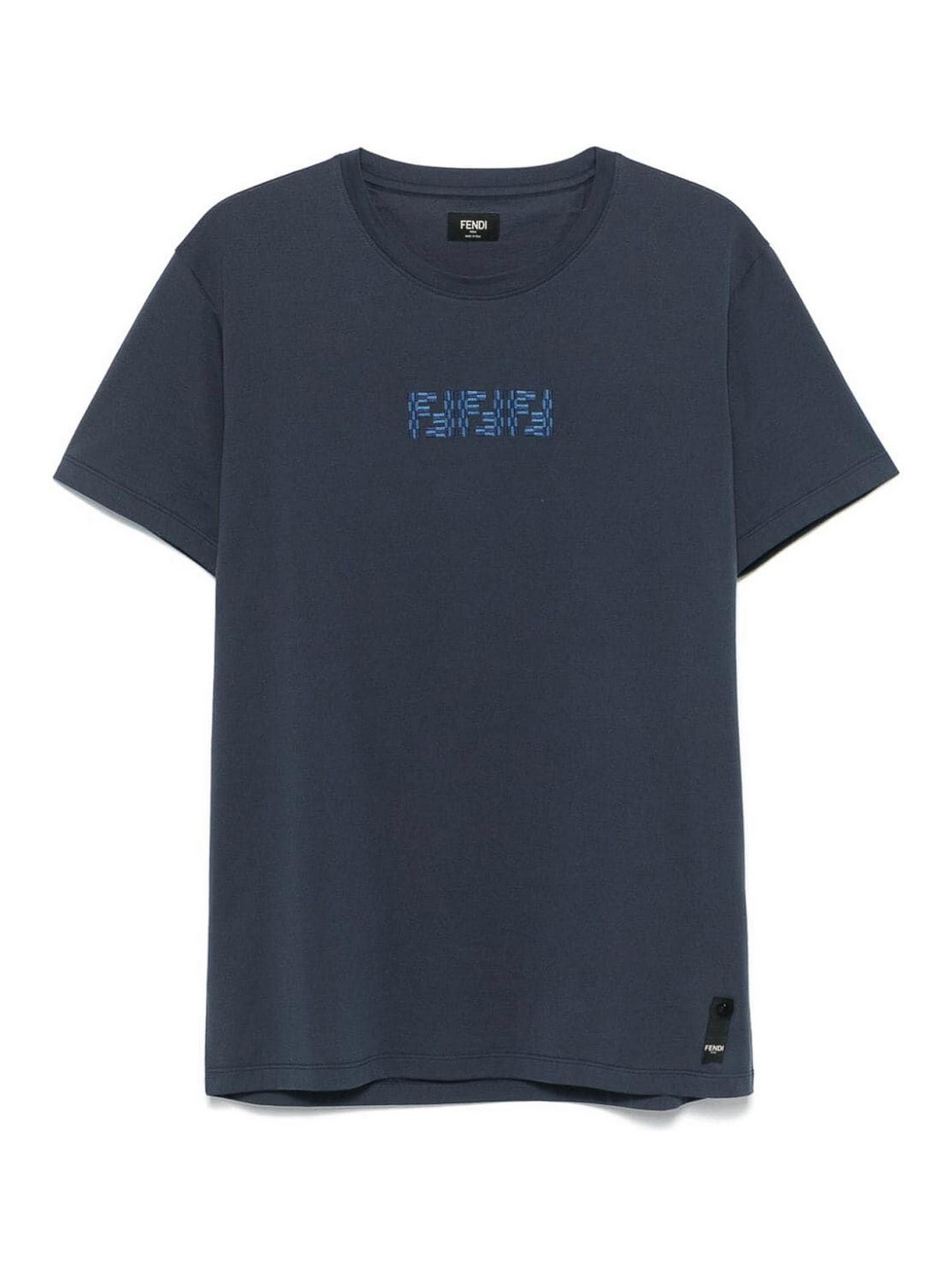 Shop Fendi T-shirt Ljff Labyrinth Embr In Dark Blue