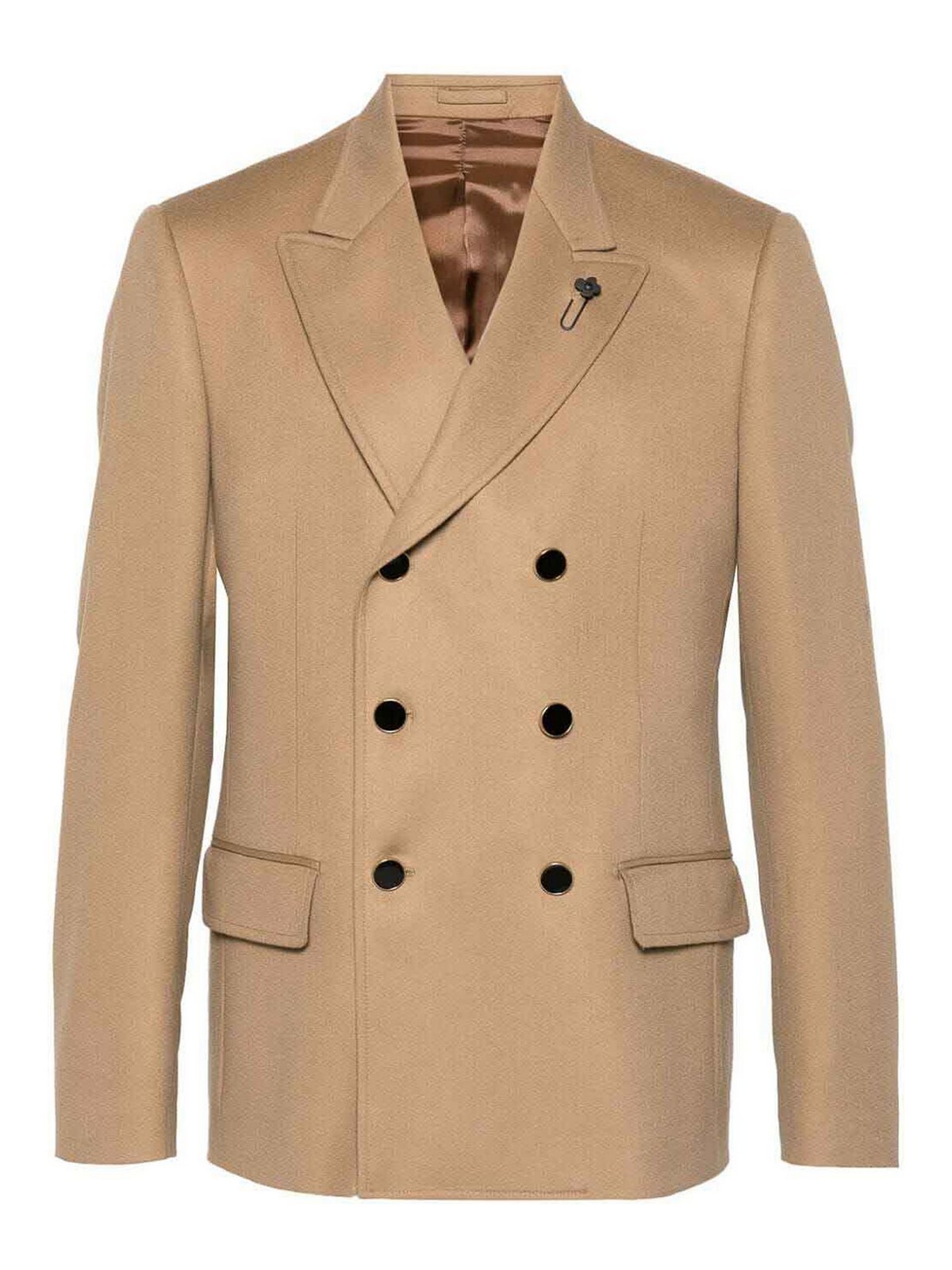 Shop Lardini Attitude Double Breasted Jacket In Camel