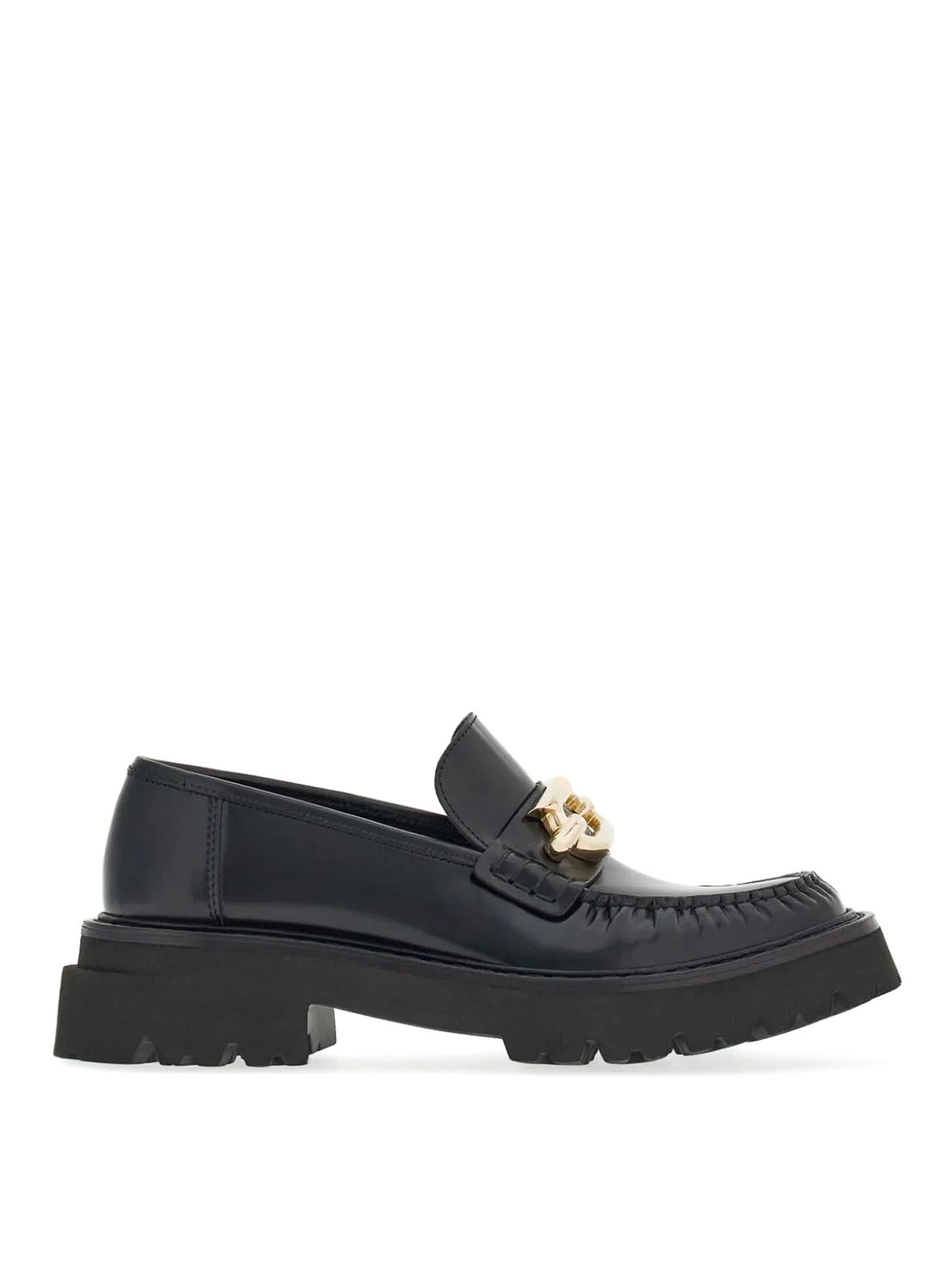 Ferragamo Gancini-plaque Loafers In Black