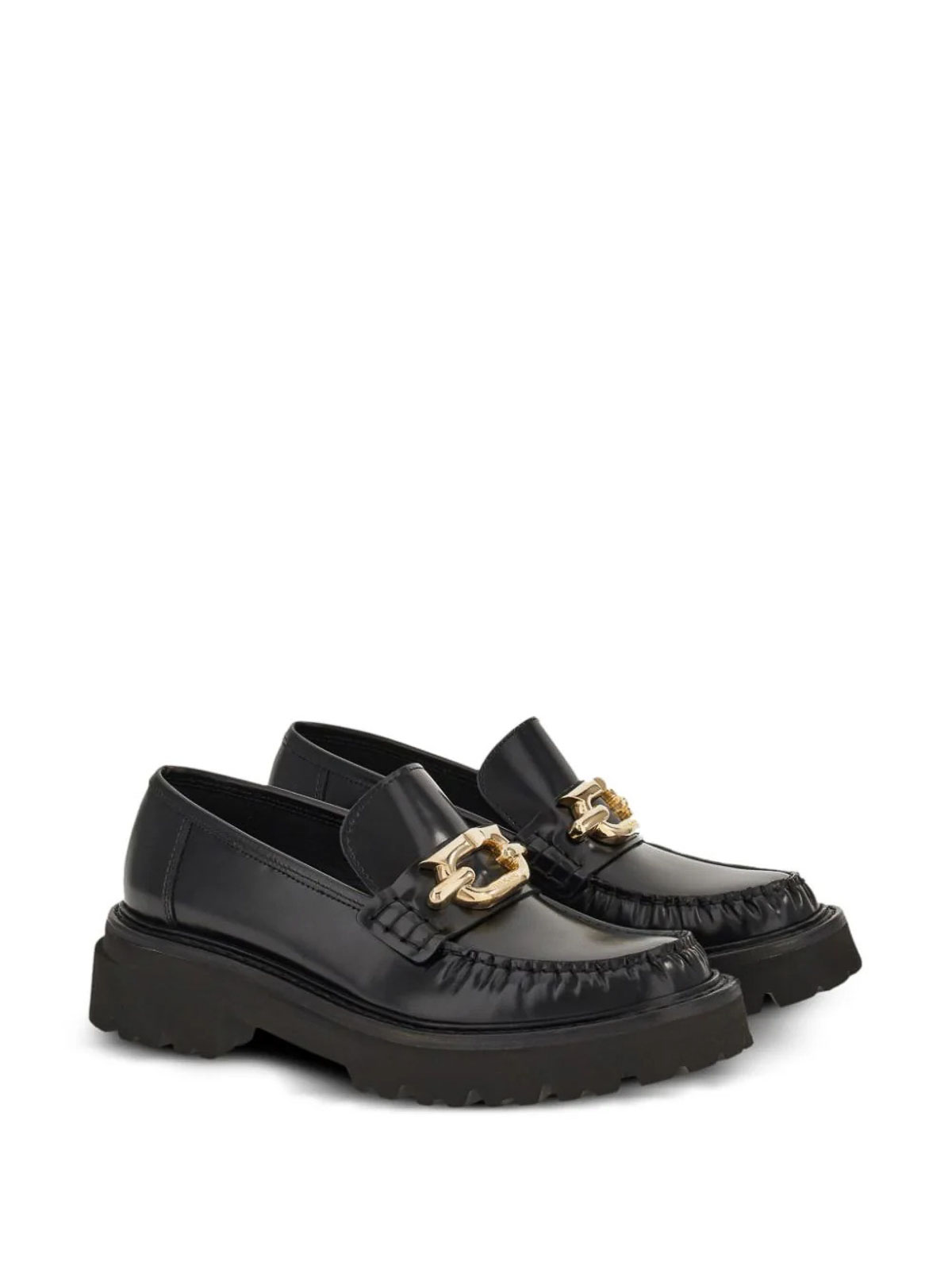 Shop Ferragamo Gancini-plaque Loafers In Black