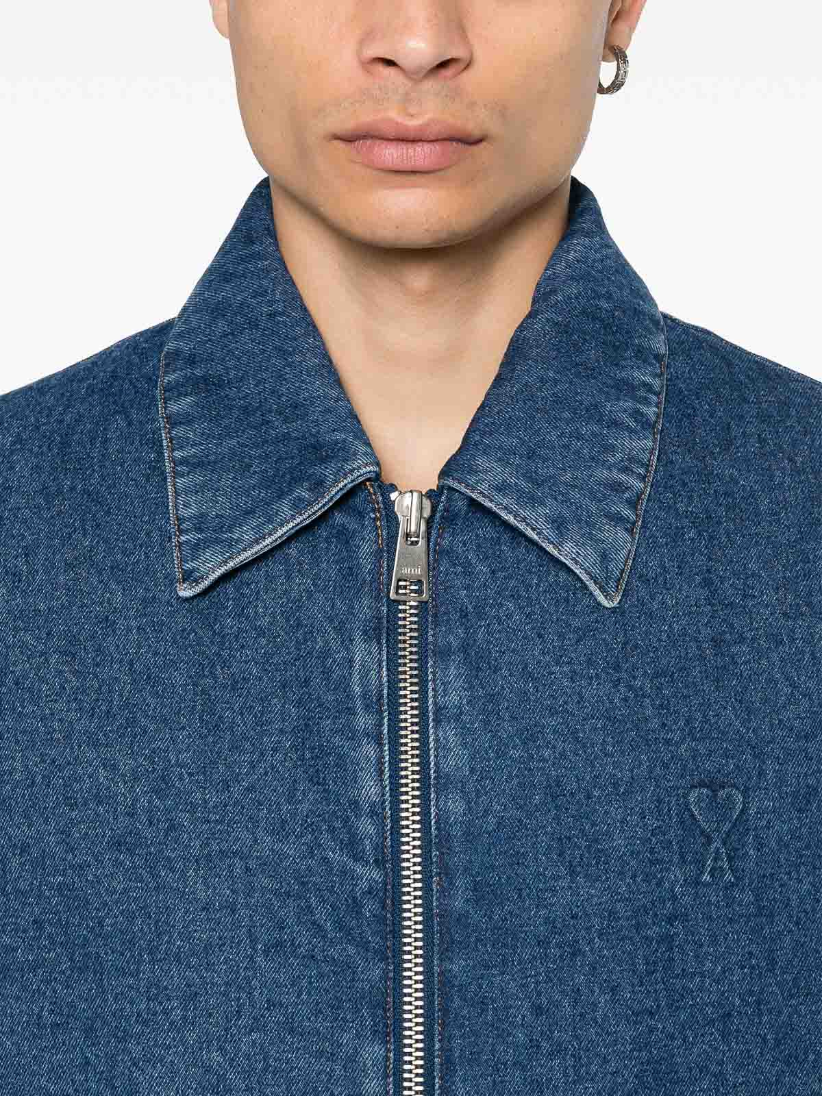 Shop Ami Alexandre Mattiussi Ami De Coeur Denim Jacket In Blue