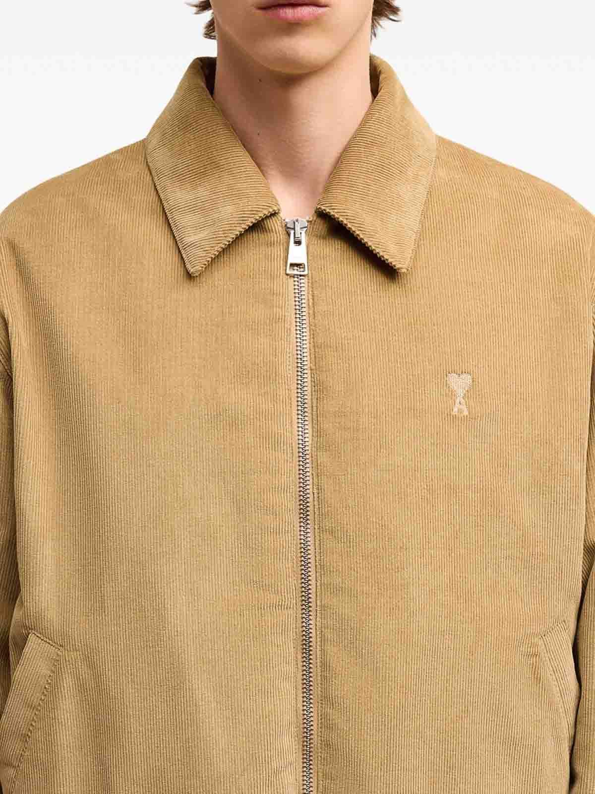 Shop Ami Alexandre Mattiussi Ami De Coeur Zip Jacket In Beige