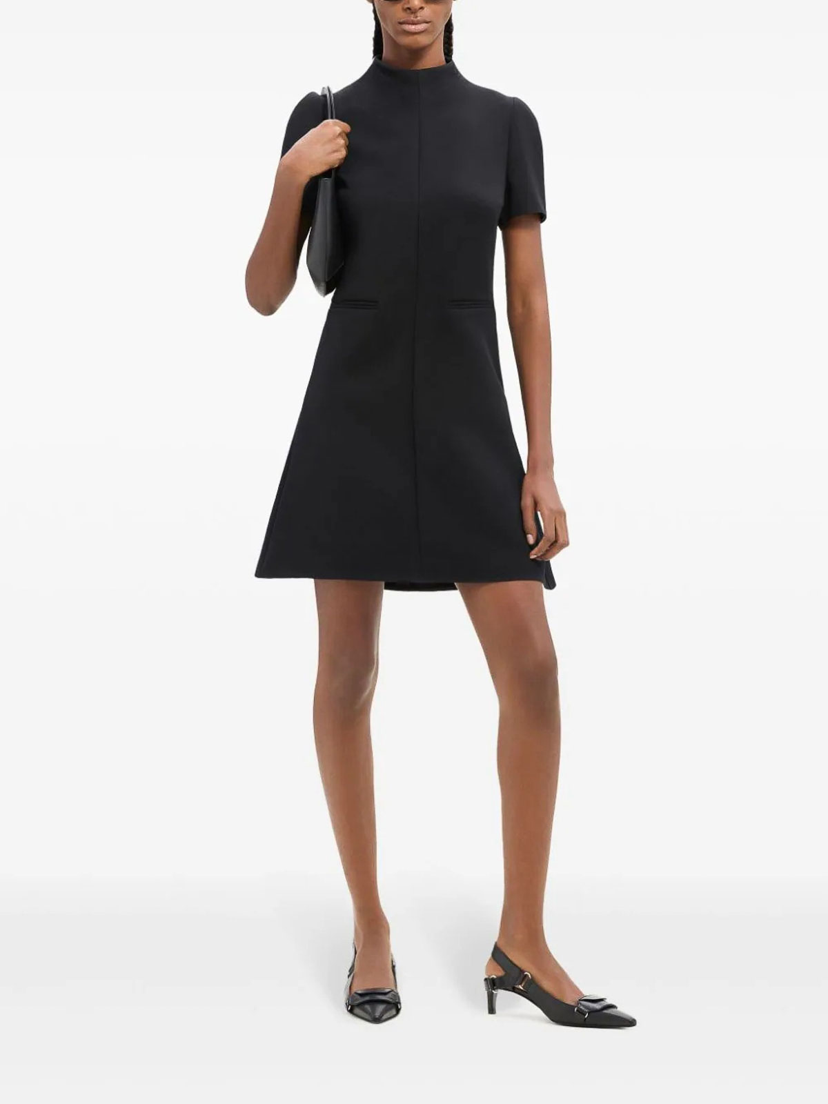 Shop Courrèges Twill A-line Dress In Black