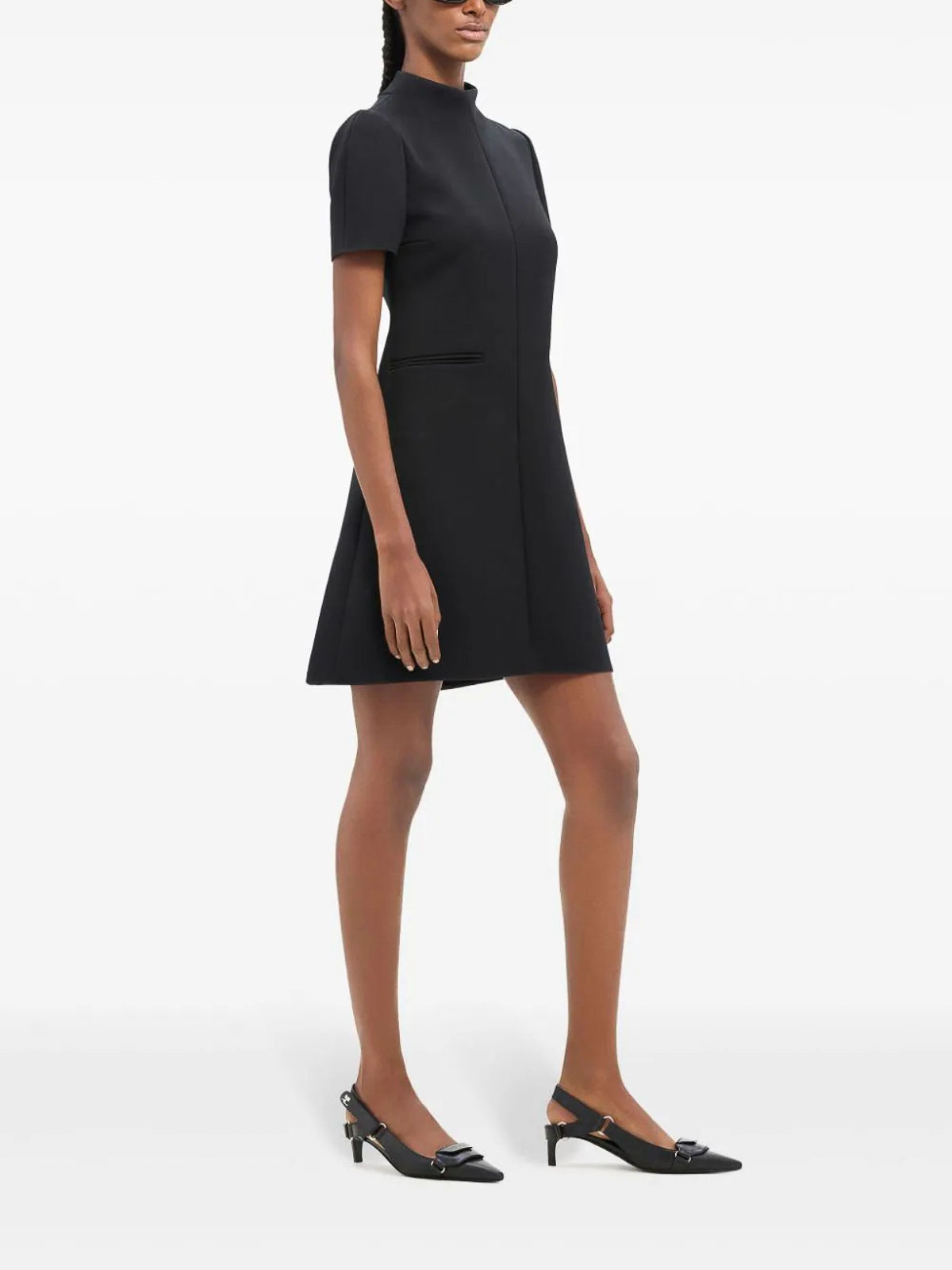 Shop Courrèges Twill A-line Dress In Black