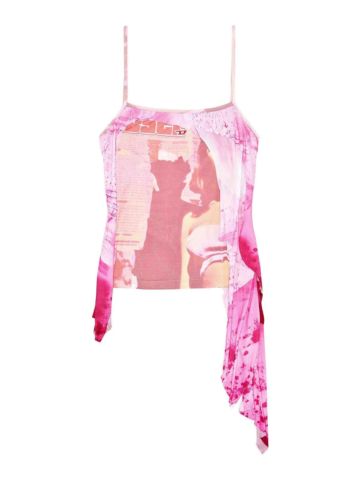 Diesel T-malo-p1 Graphic-print Draped Ecovero Top In Pink