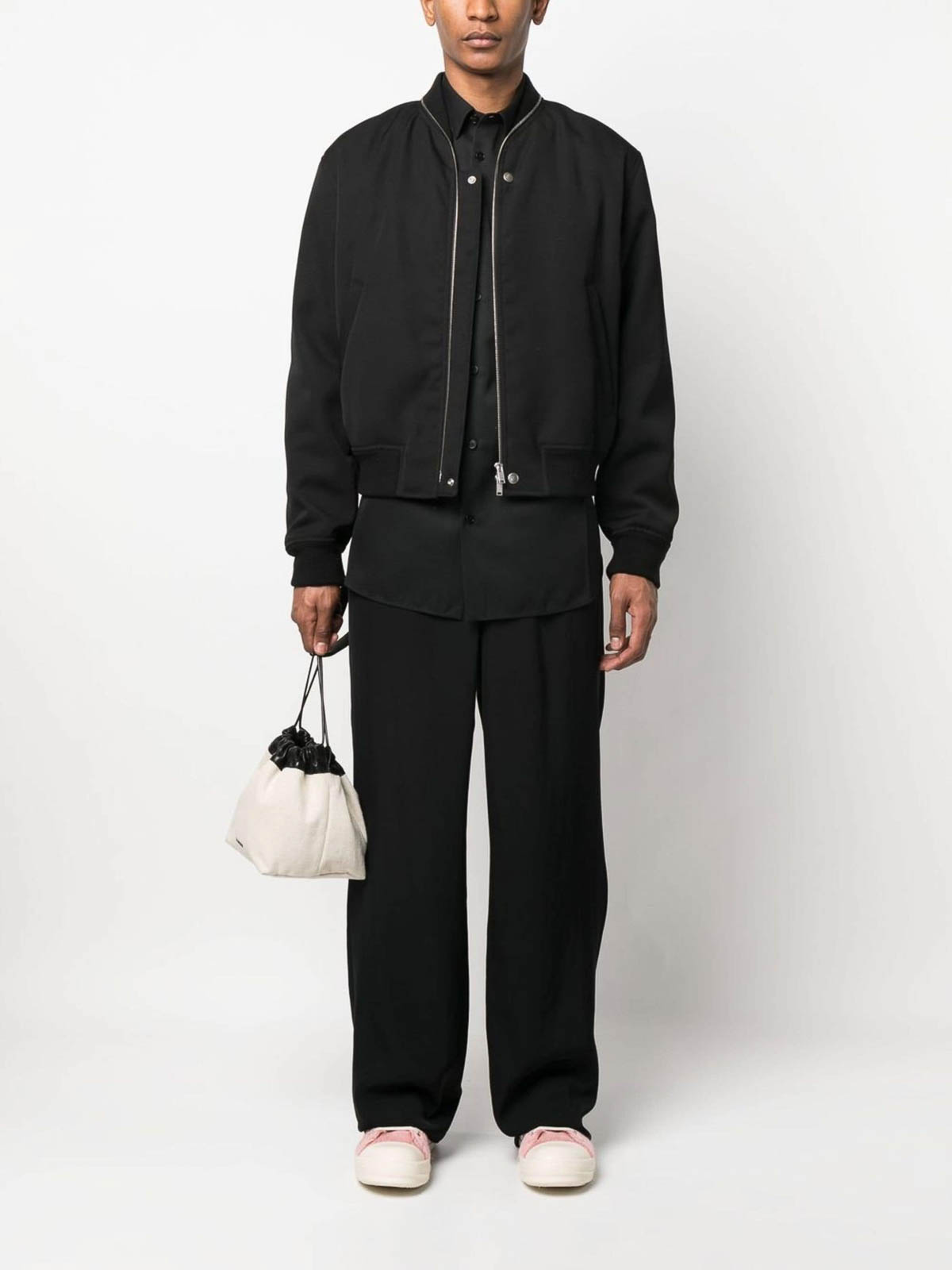 Shop Jil Sander Zip Bomber Jacket In Black