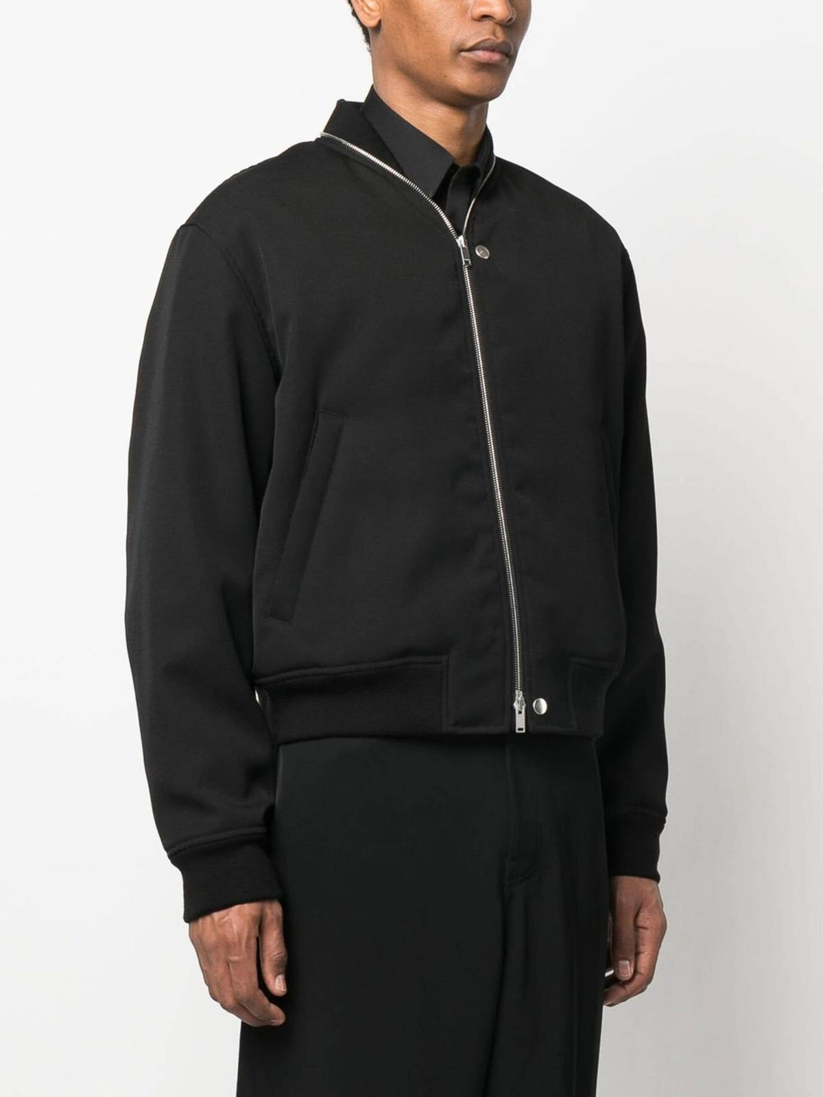 Shop Jil Sander Zip Bomber Jacket In Black