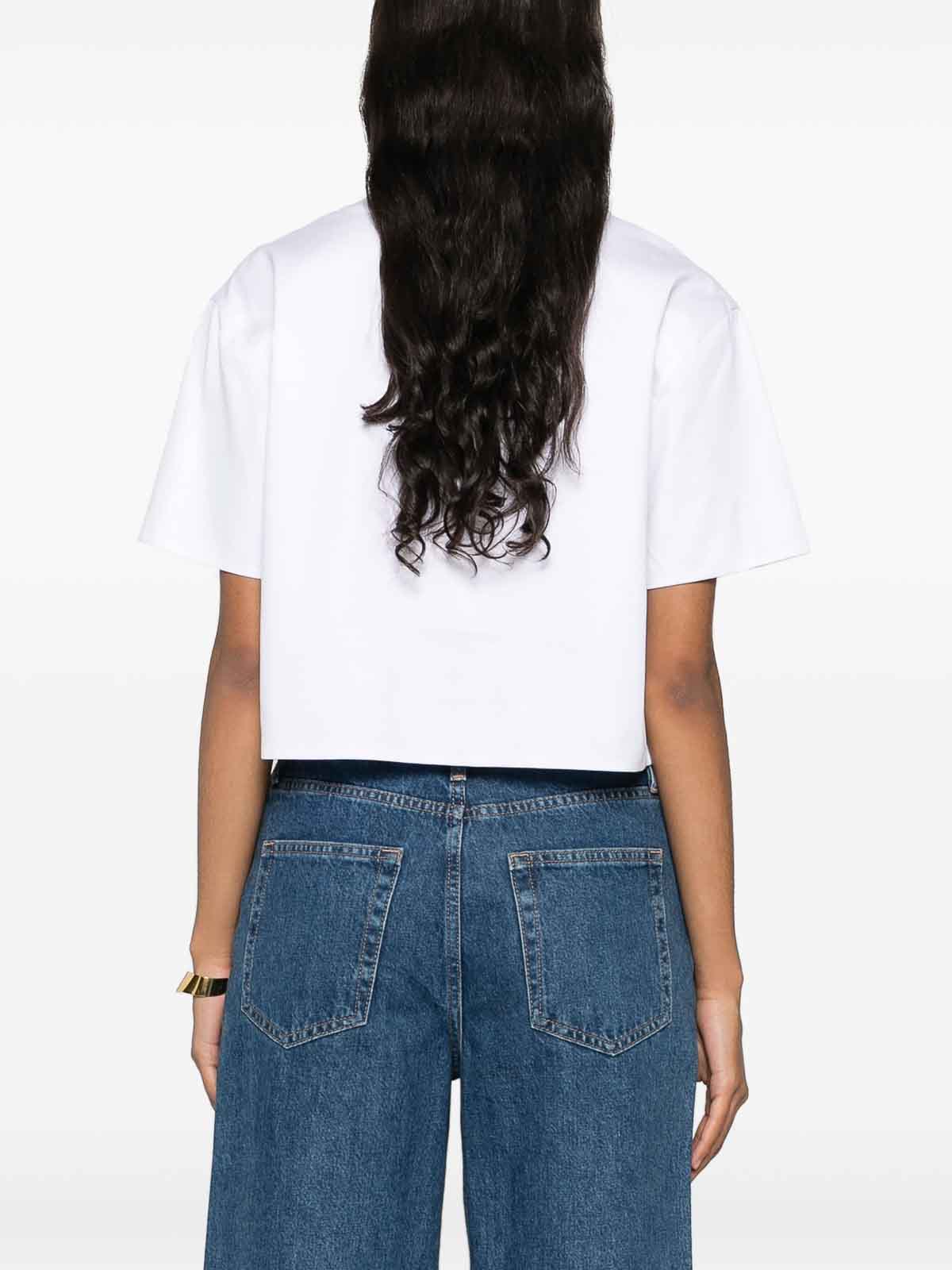 Shop Valentino Vlogo Cropped T-shirt In White