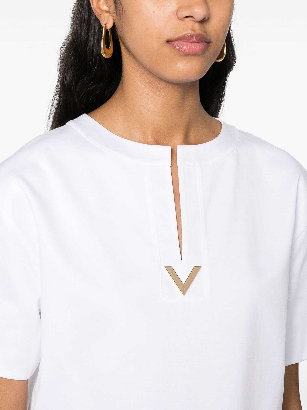 Shop Valentino Vlogo Cropped T-shirt In White