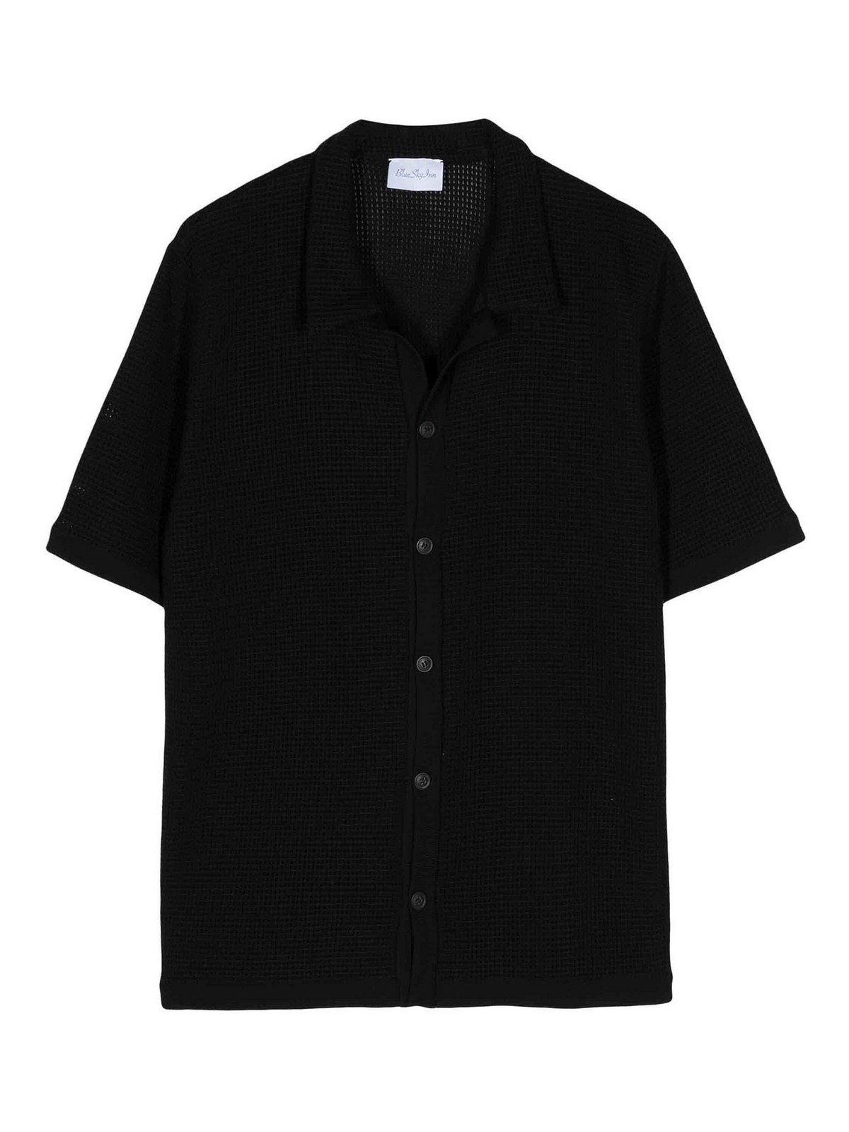 Blue Sky Inn Waffle-knit Cotton Shirt In Black