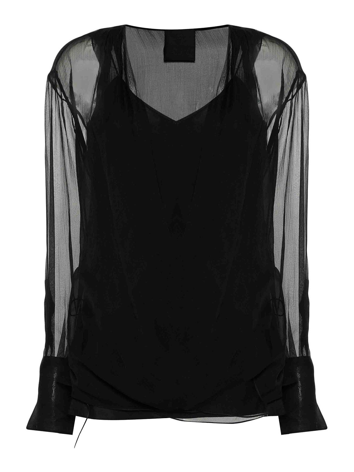 Givenchy Semi-sheer Silk Blouse In Black