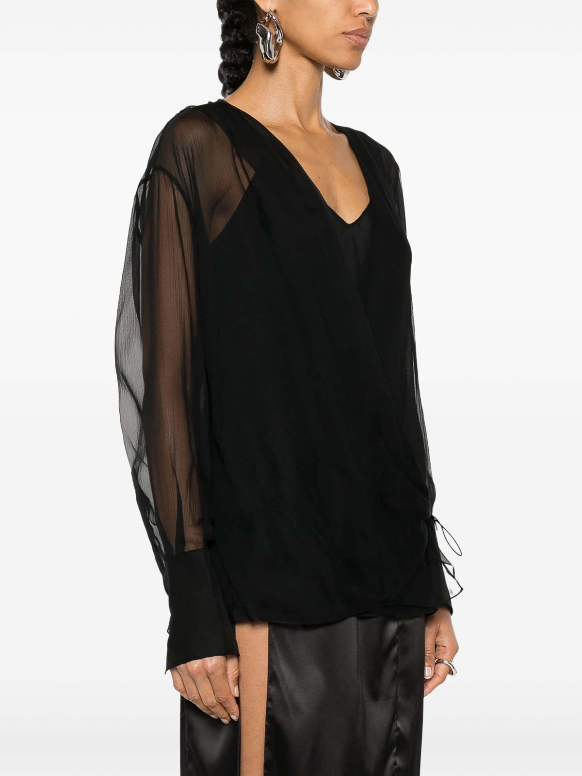 Shop Givenchy Semi-sheer Silk Blouse In Black