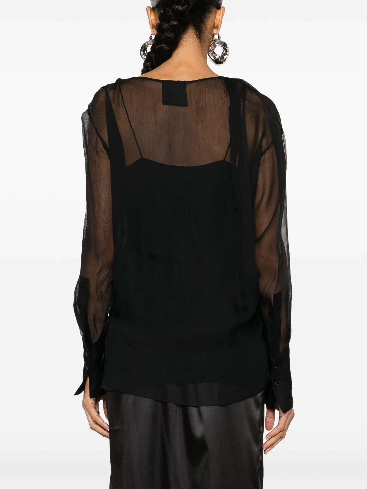 Shop Givenchy Semi-sheer Silk Blouse In Black