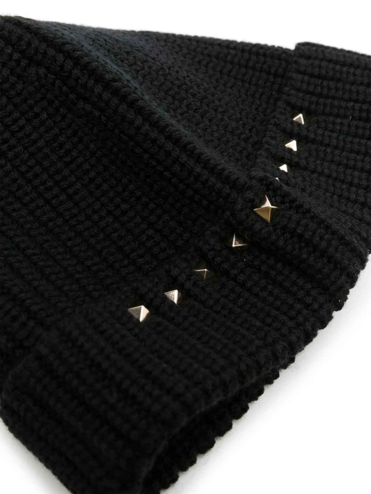 Shop Valentino Rockstud Beanie In Black