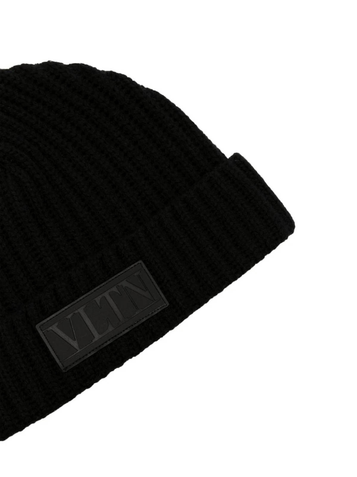 Shop Valentino Logo-patch Beanie In Black