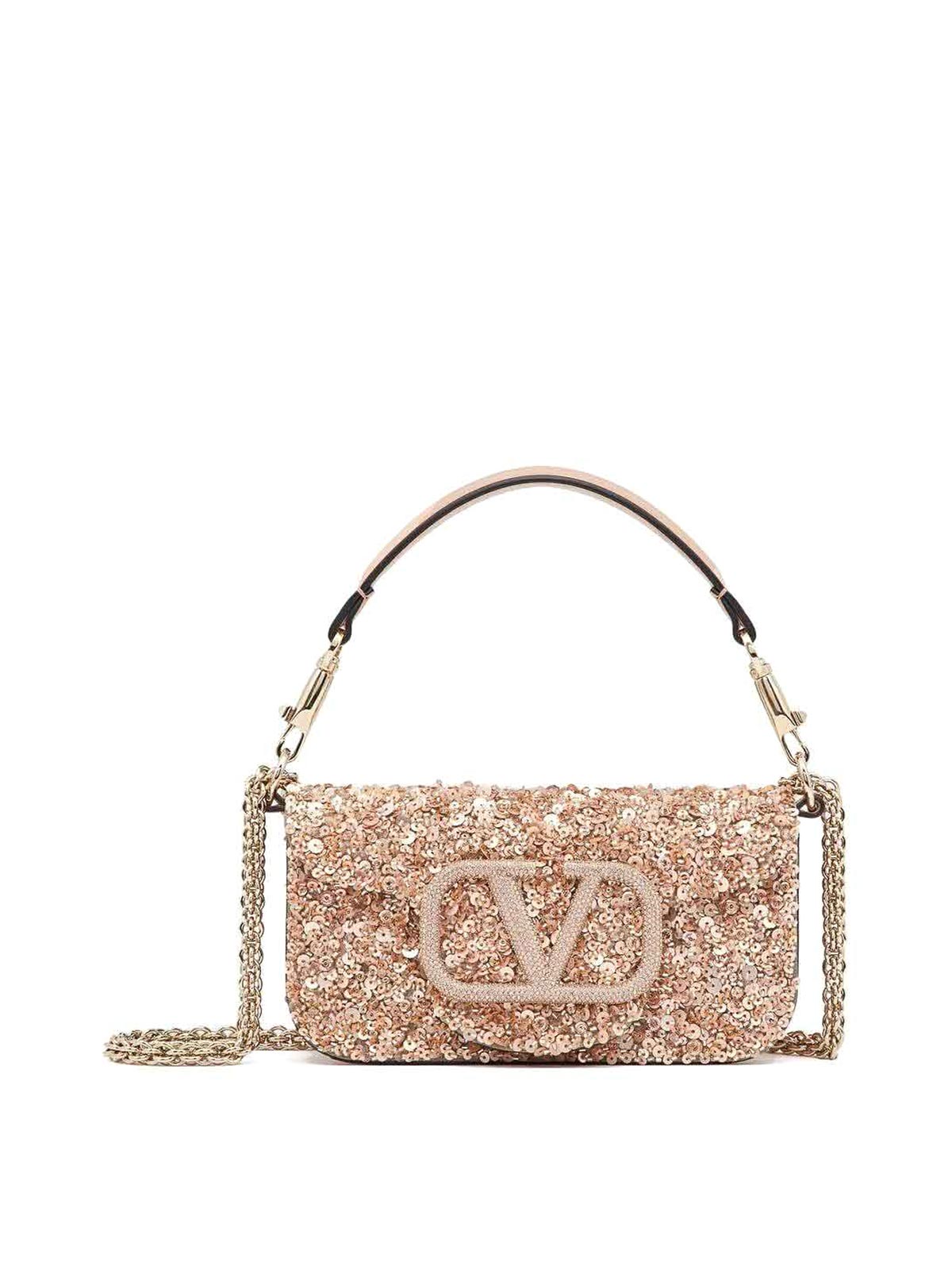 Valentino Garavani Small Loc Bag In Neutral