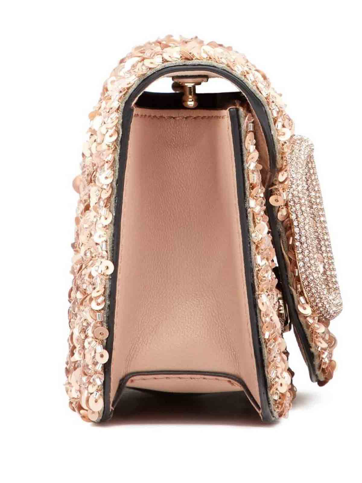 Shop Valentino Small Loc Bag In Beige