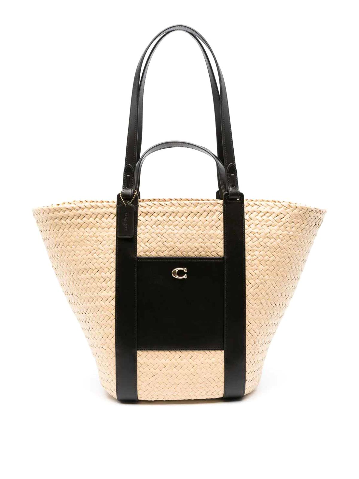 Coach Straw Pocket Tote Bag In Beige