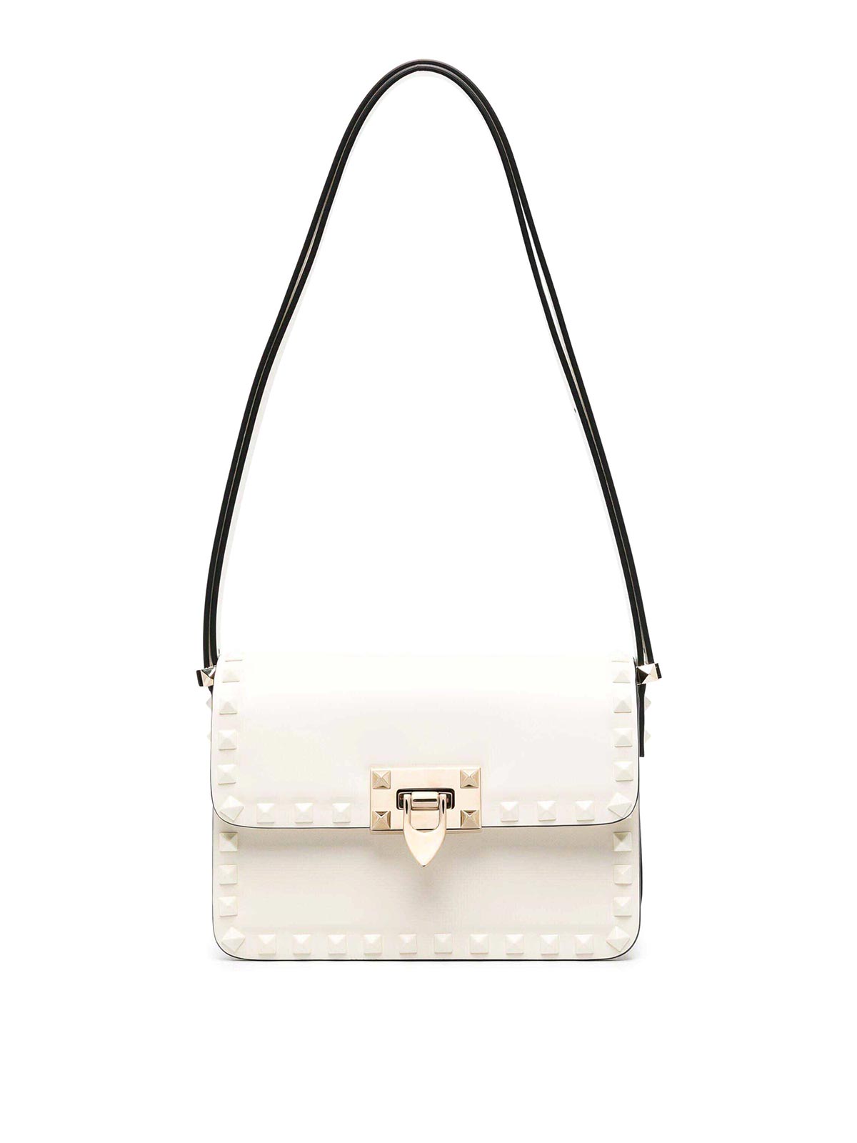 Valentino Garavani Small Rockstud23 Leather Shoulder Bag In White