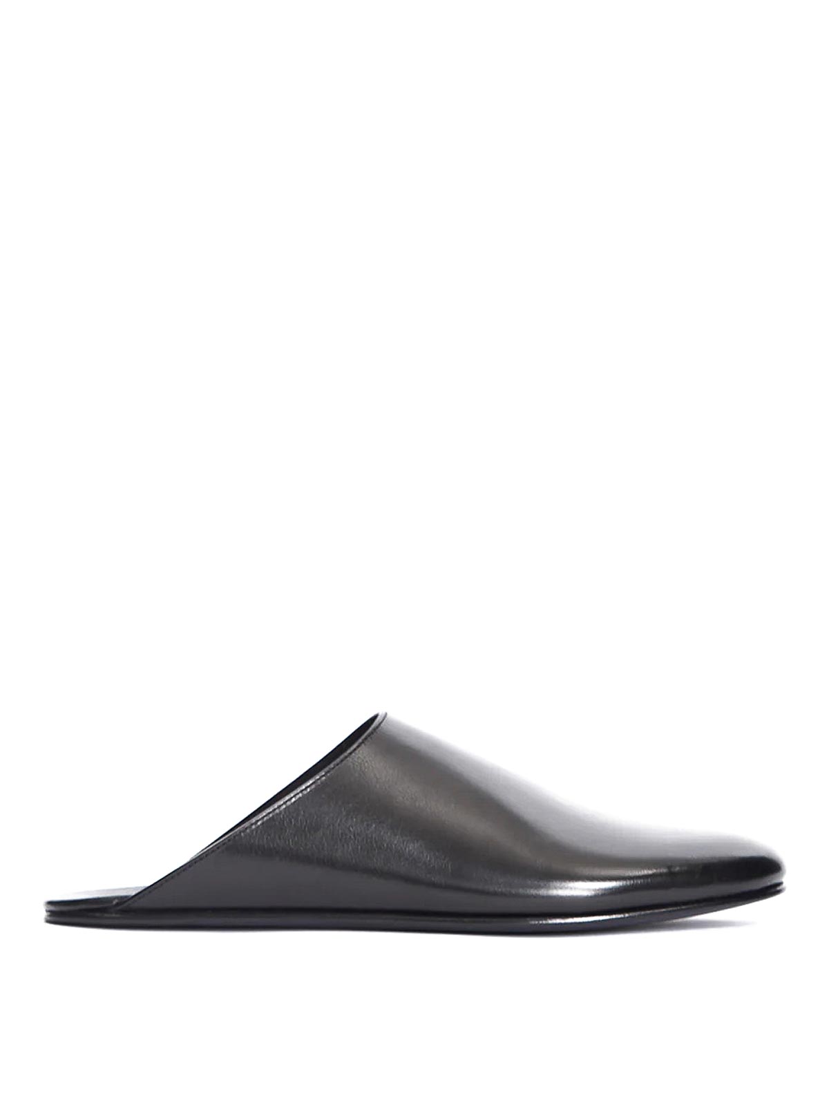 The Row Dante Leather Mules In Black