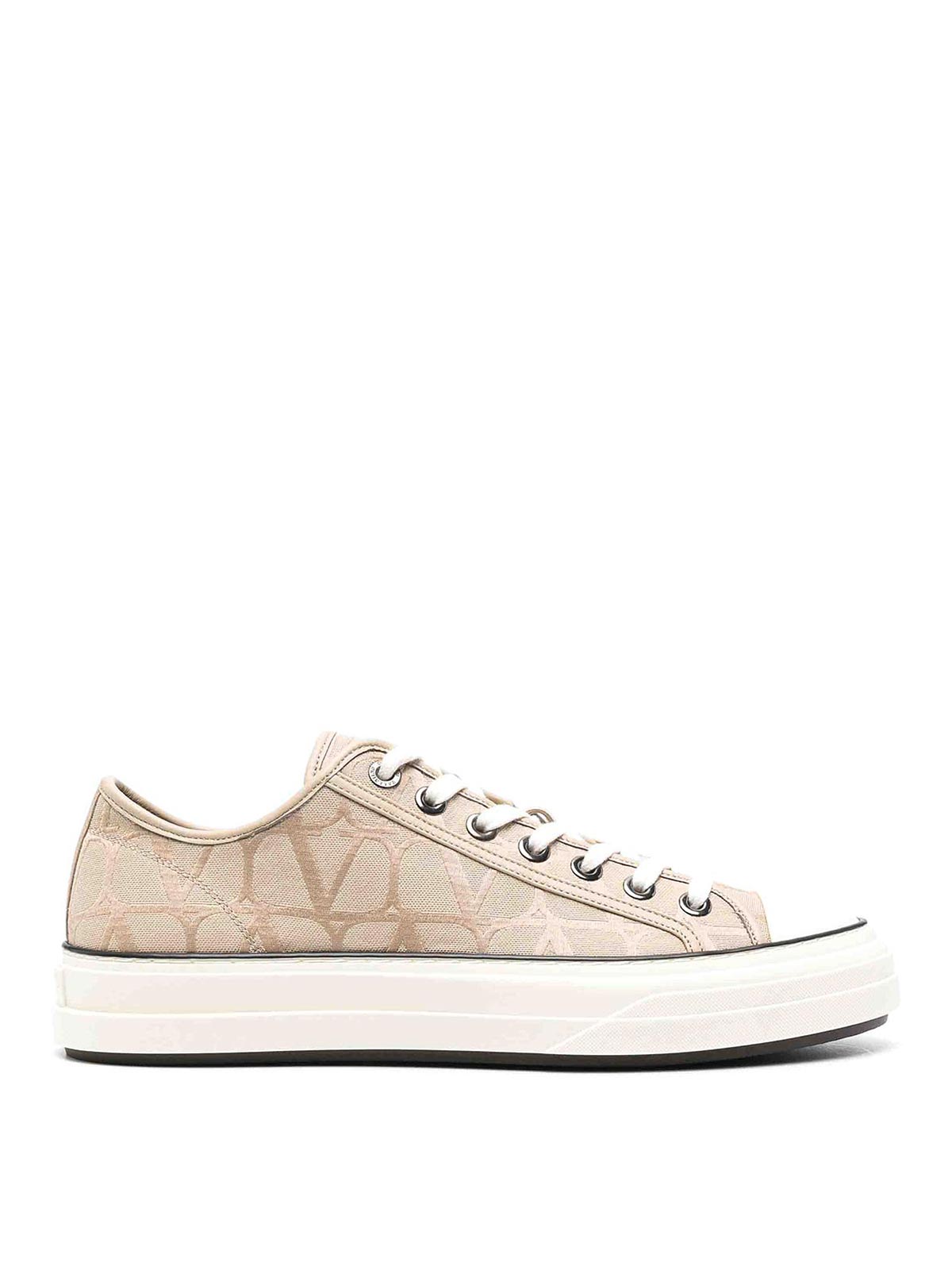 Valentino Garavani Toile Iconographe Totaloop Low-top Sneakers In Beige