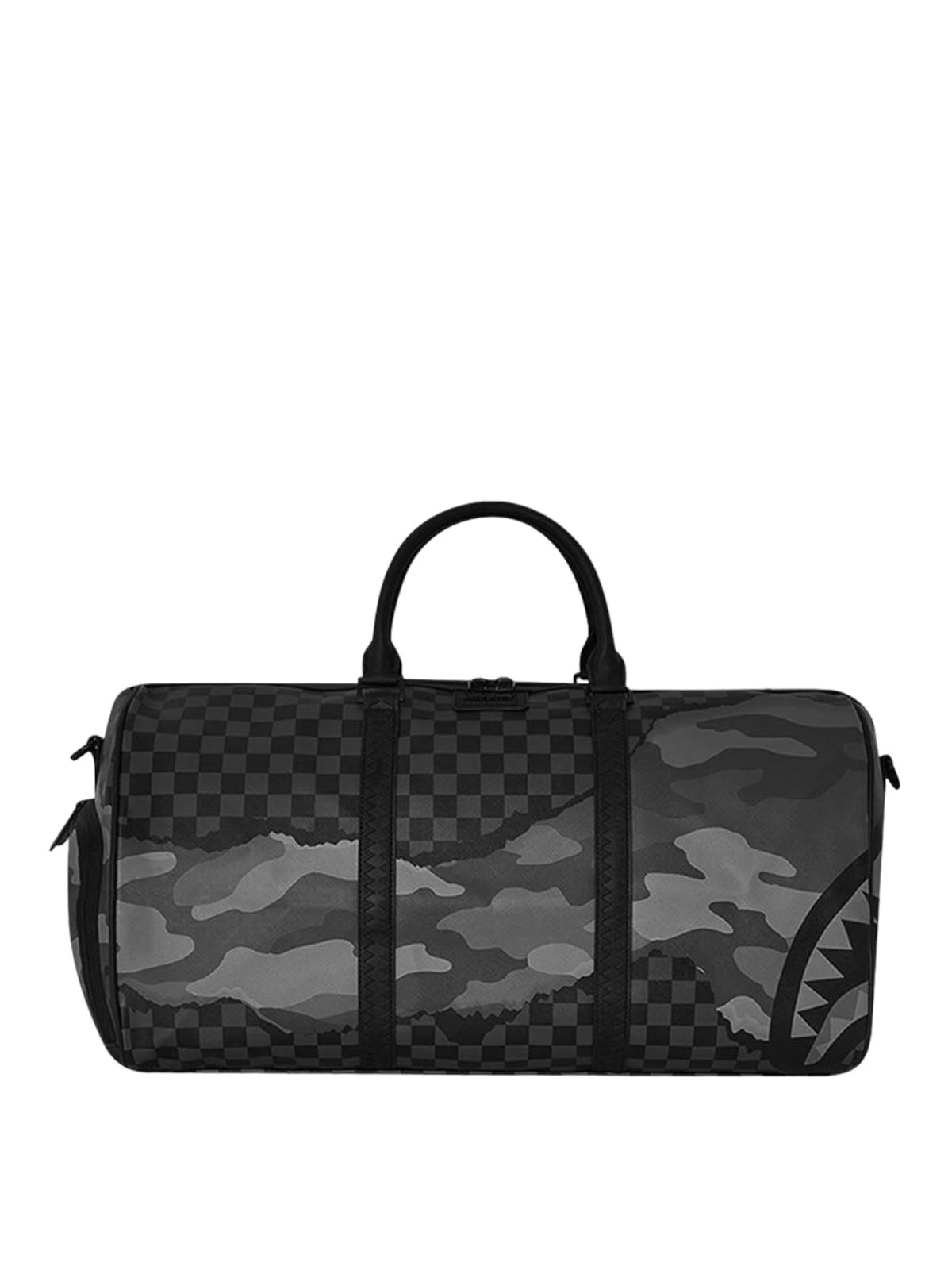 Sprayground Split Up Camo Tear Duffle Large In Black