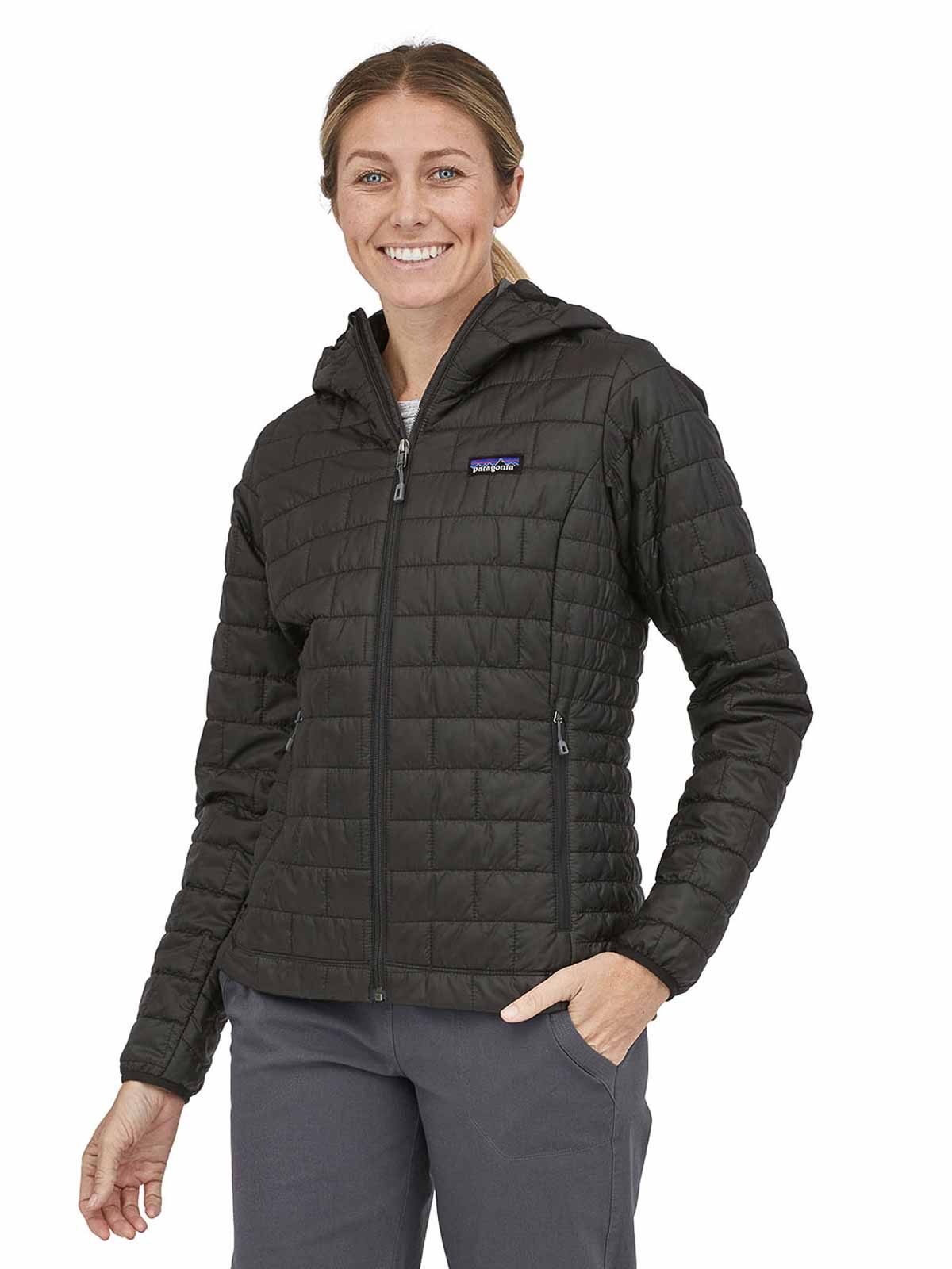 Shop Patagonia Nano Puff Hoody In Black