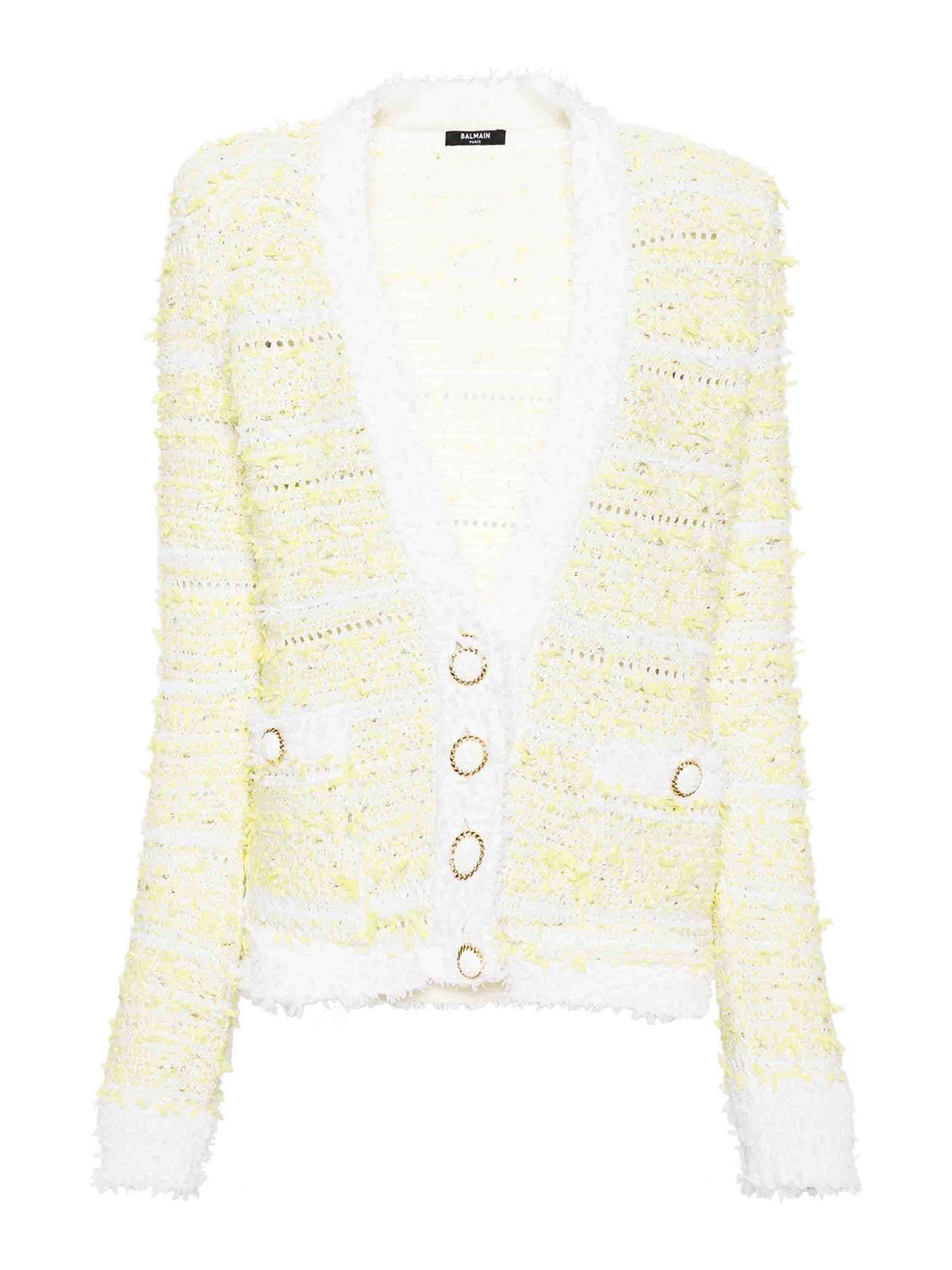 Shop Balmain Cardigan In White