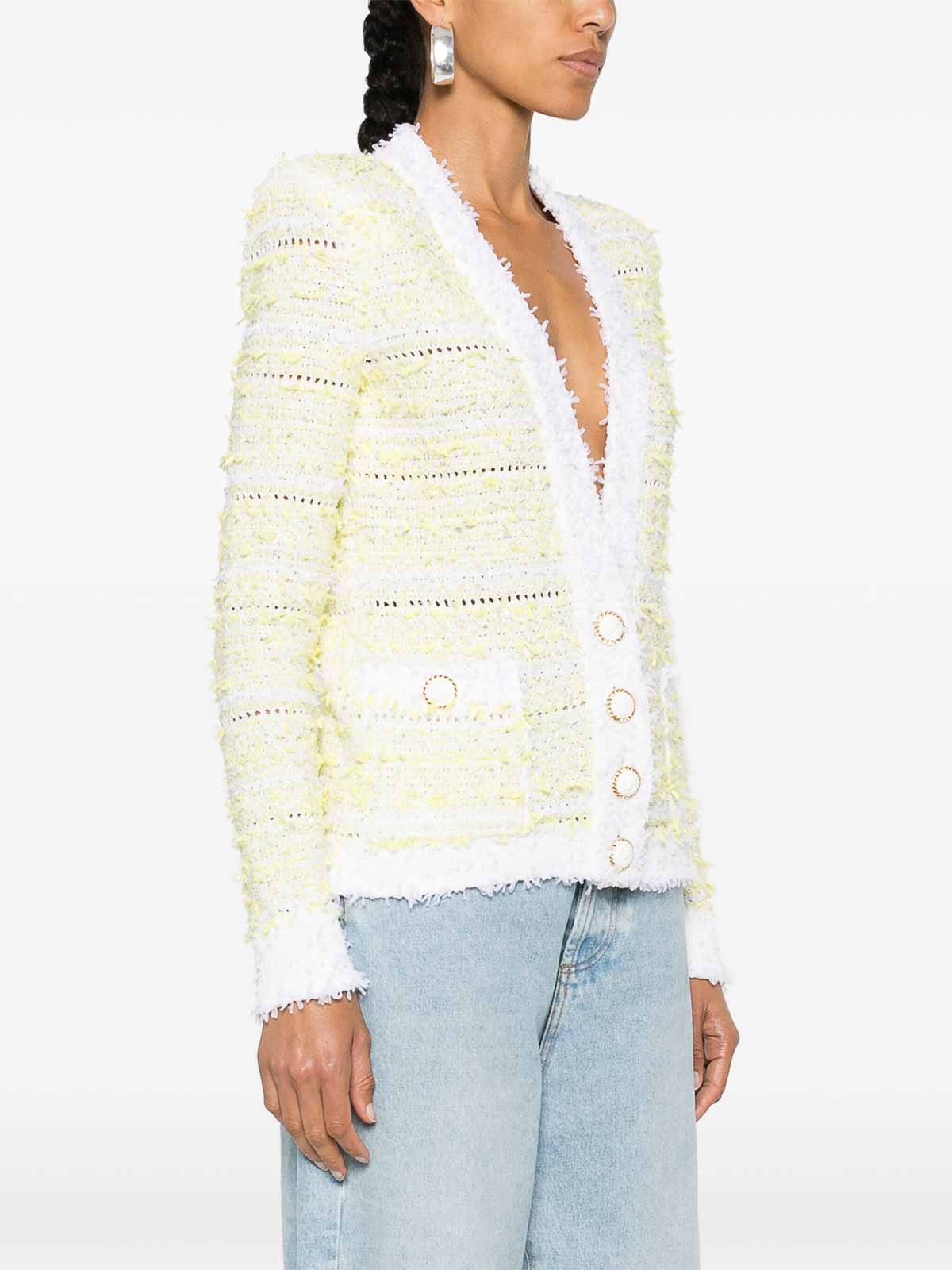 Shop Balmain Cardigan In White