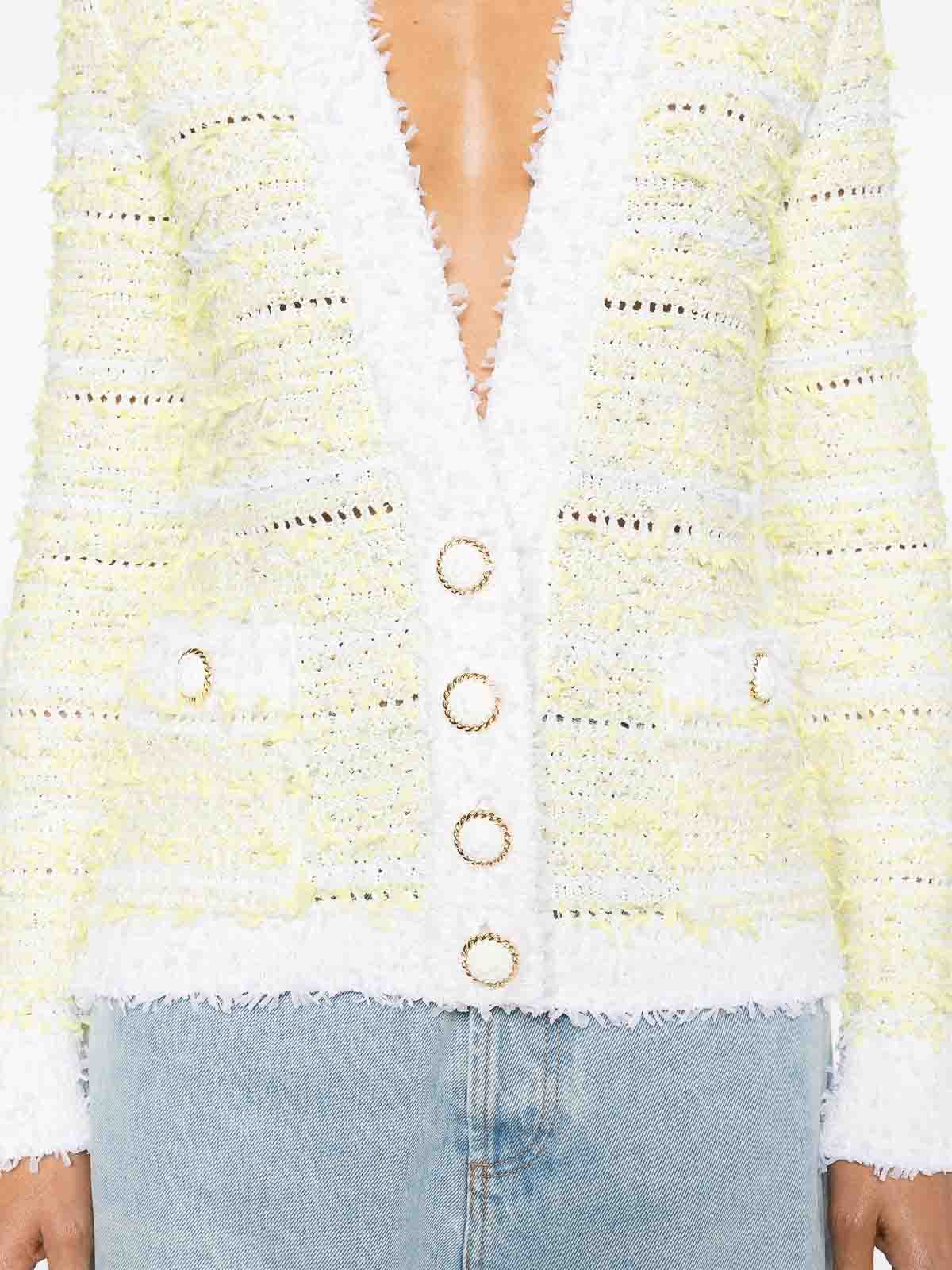 Shop Balmain Cardigan In White